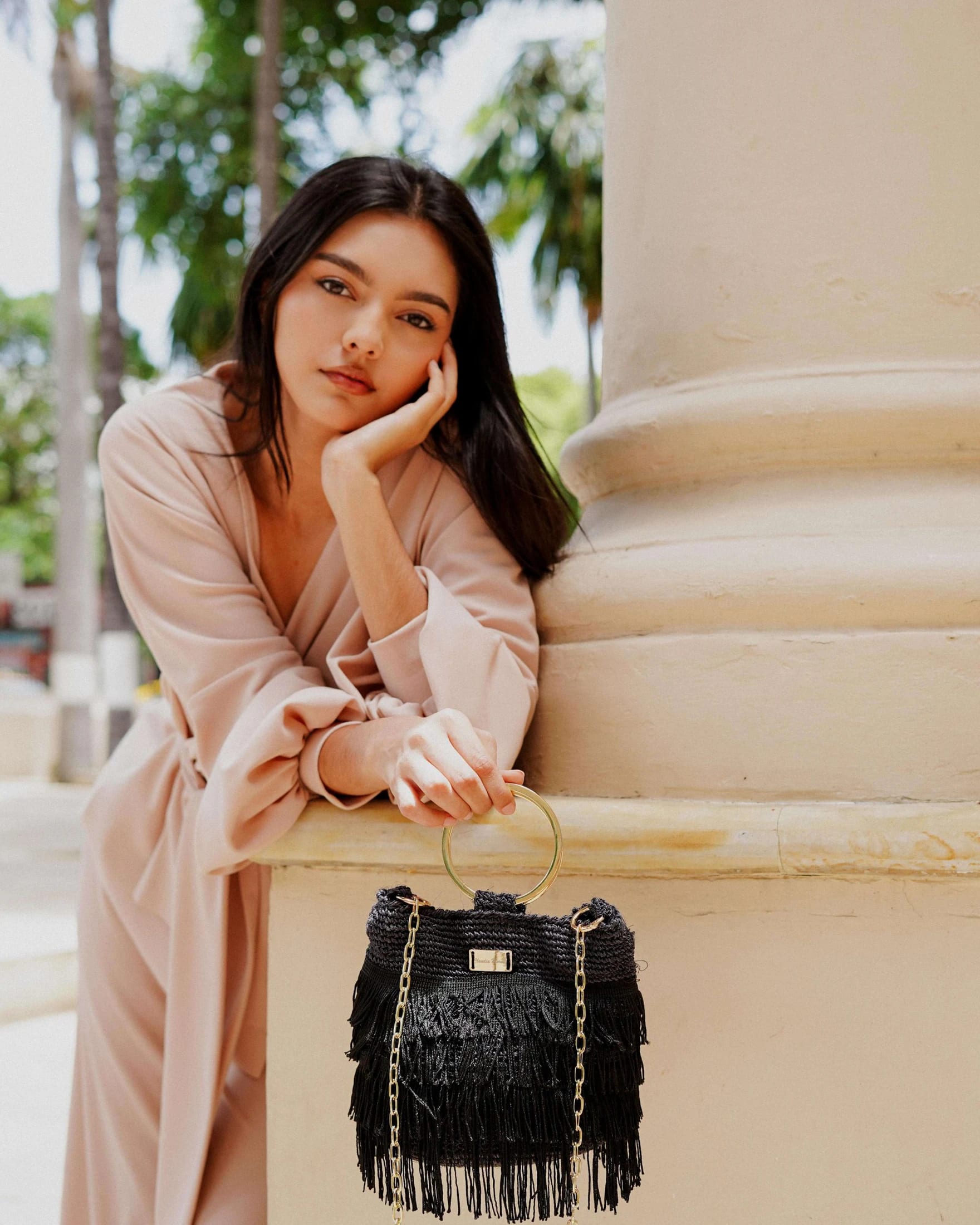 Bolso Orquidea Flecos – Negro - imagen 2