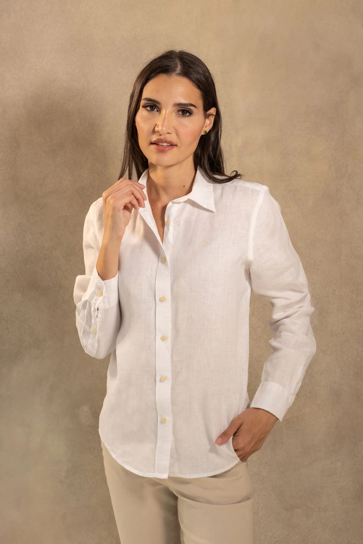 Camisa Lino De Mujer Blanco - imagen 1