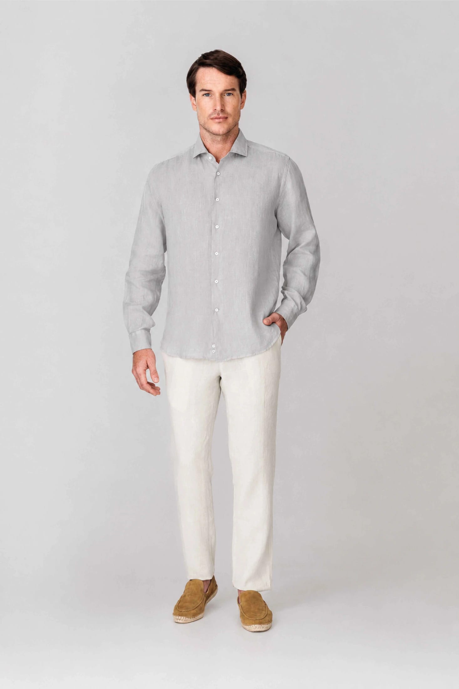 Men's linen shirt icy gray - imagen 4