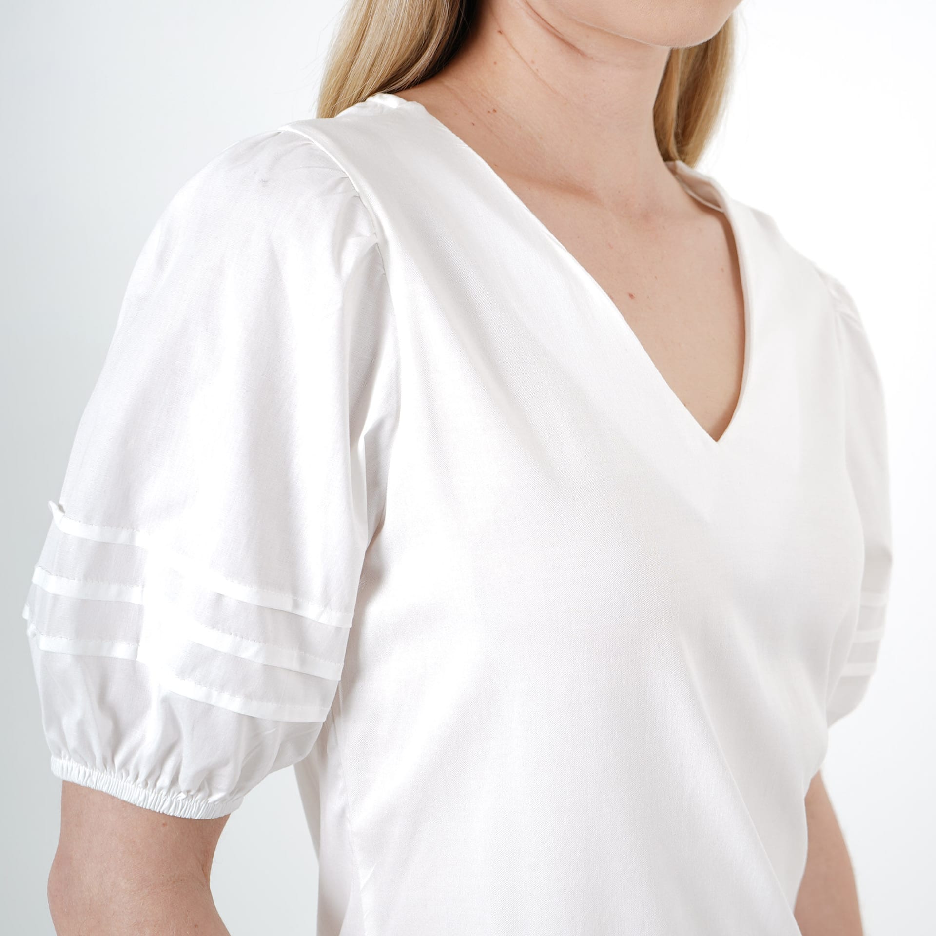 Blusa Cuello V Manga Corta Globo - imagen 10