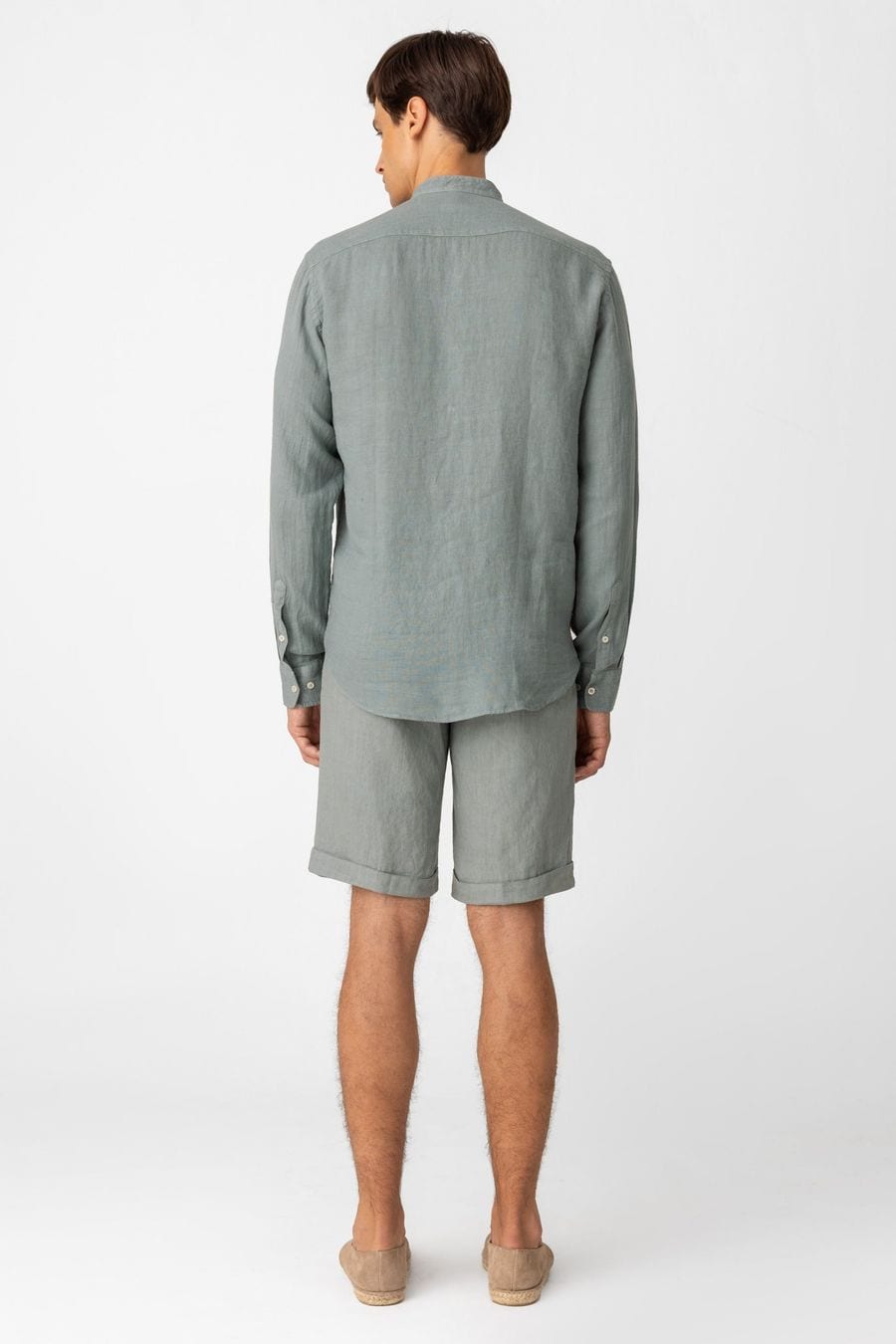 Men's linen shirt mao gray basic - imagen 2