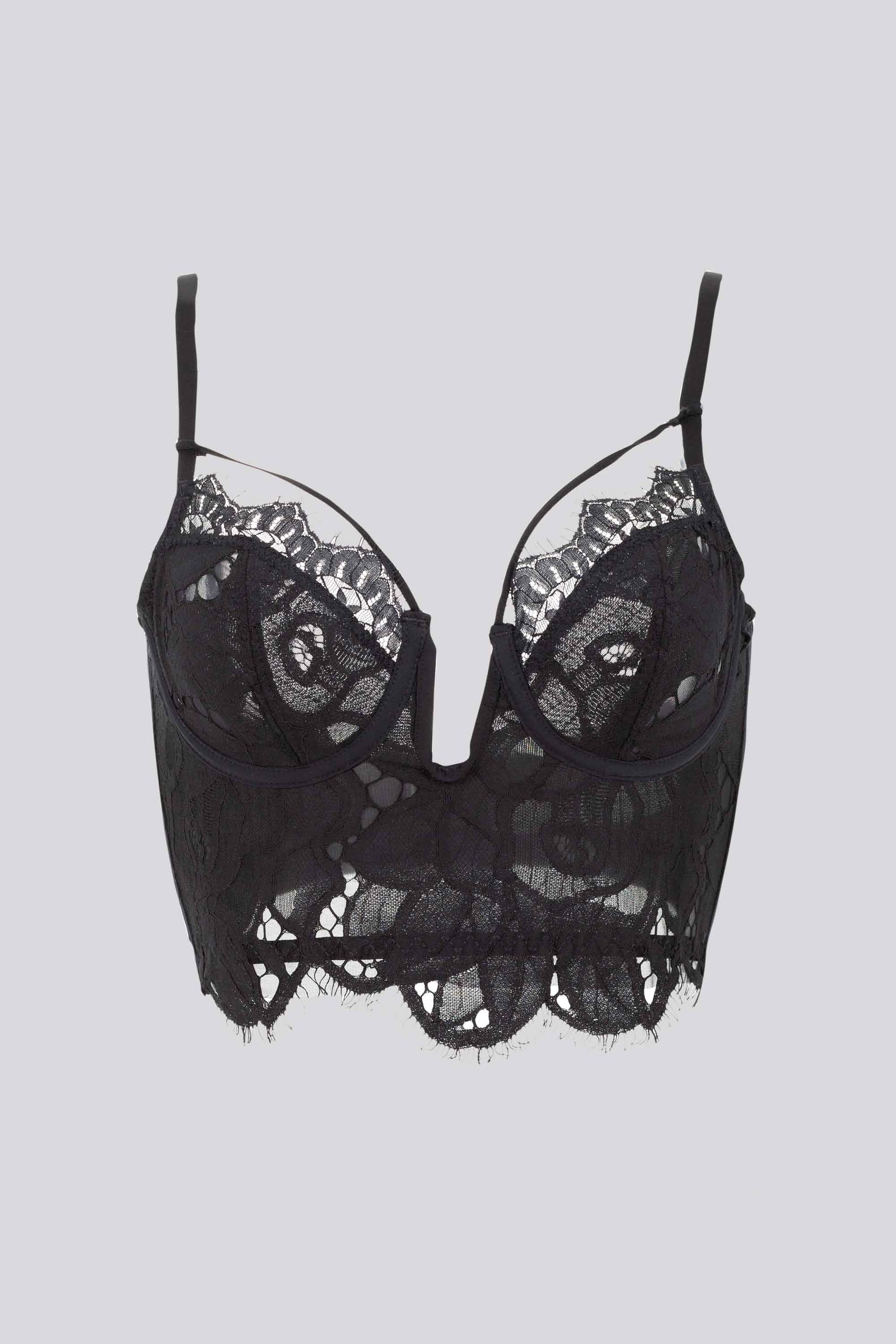 BRASIER CON ARO MEDIA COPA ELLIPSE ENCAJE ALGODÓN NEGRO - imagen 2