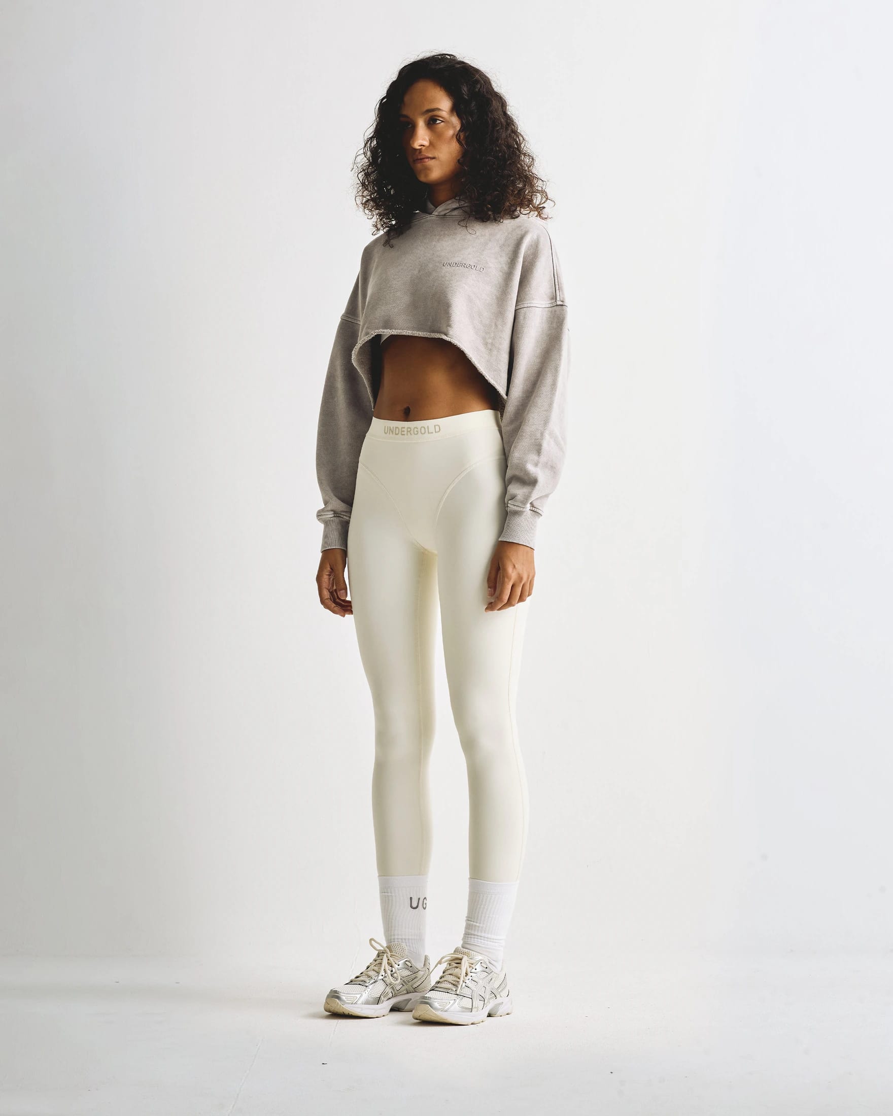 Line Logo Cropped Hoodie Washed Gray - imagen 4