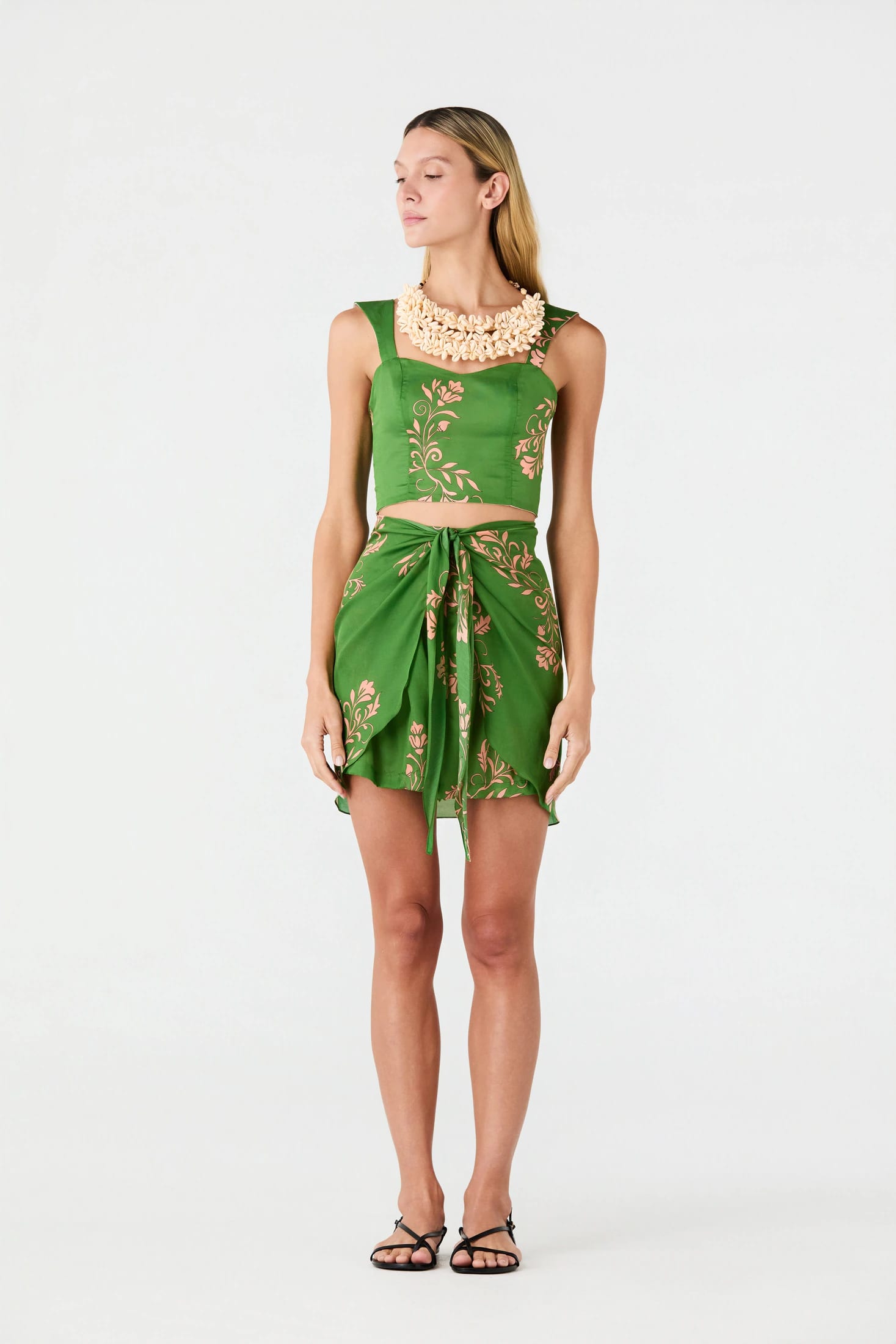 Calima Cotton Silk Top / Green Buganvilias - imagen 1