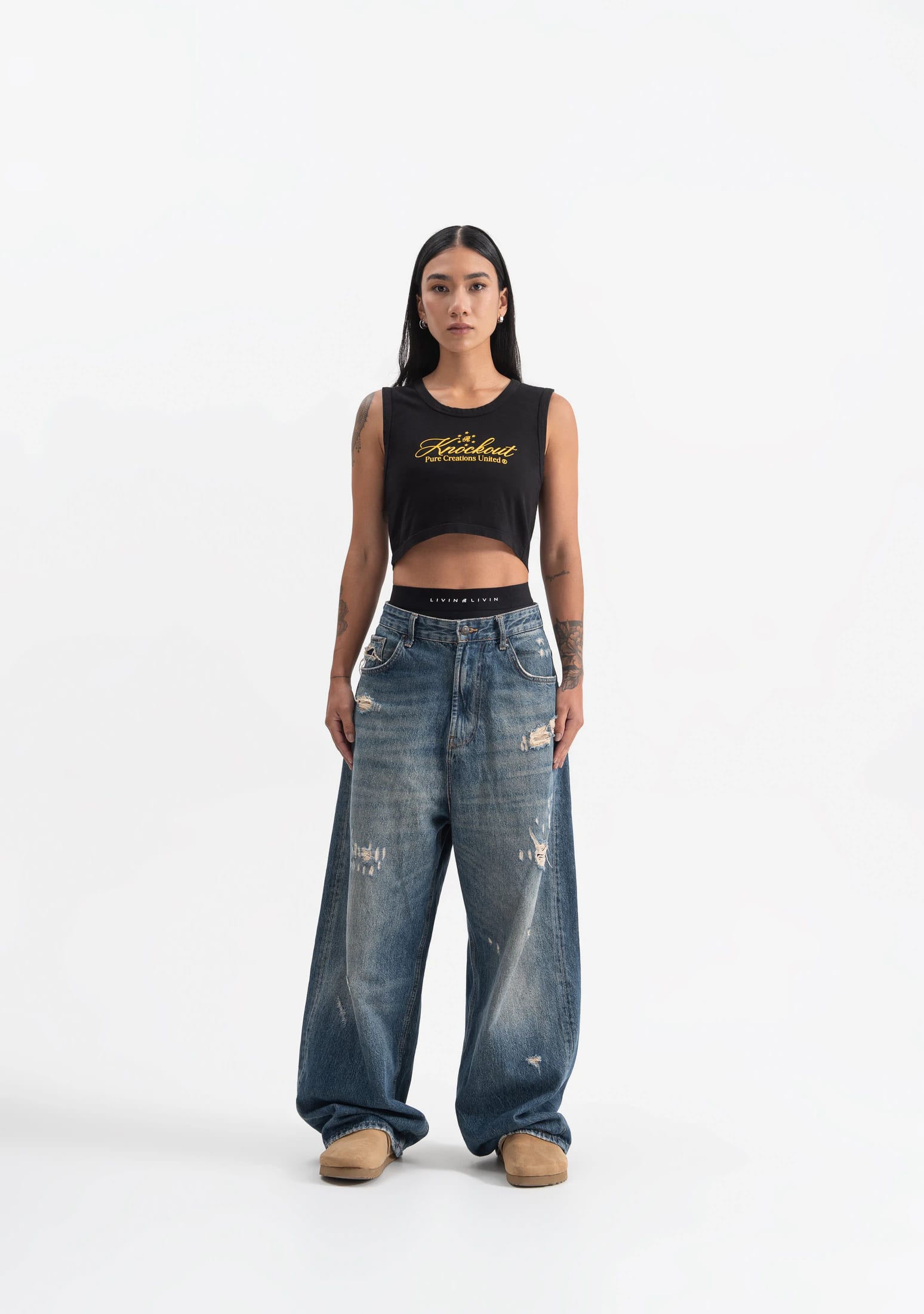 knockout black crop top - imagen 4