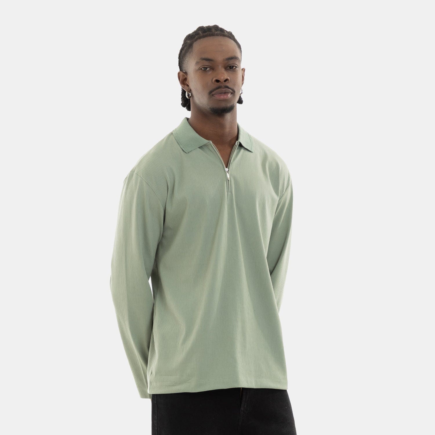 Zip Polo Sweatshirt Green - imagen 2