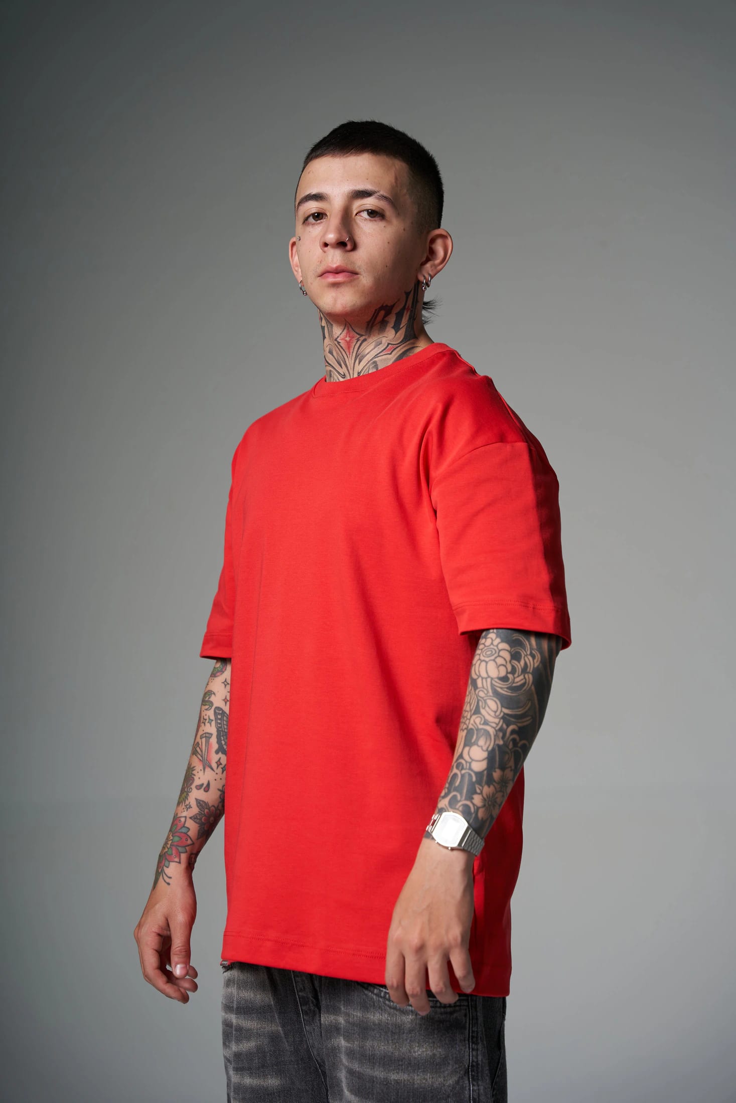 Camiseta 100% Algodón Peruano Rojo   Oversize 250 Gramos - imagen 2