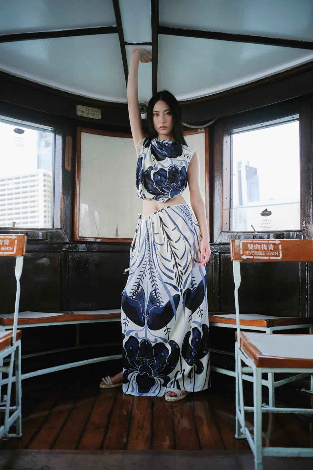Falda ming ivory navy - imagen 3