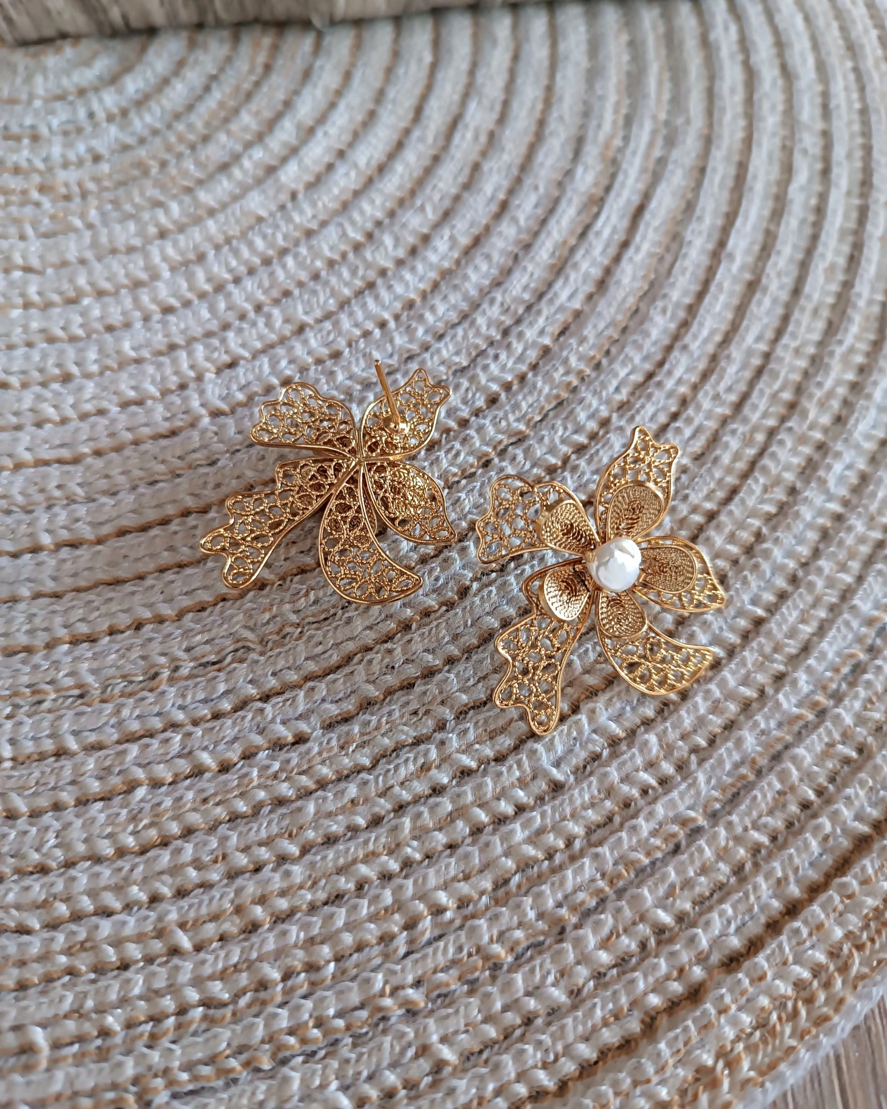 Aretes en filigrana orquídea y perla - imagen 6