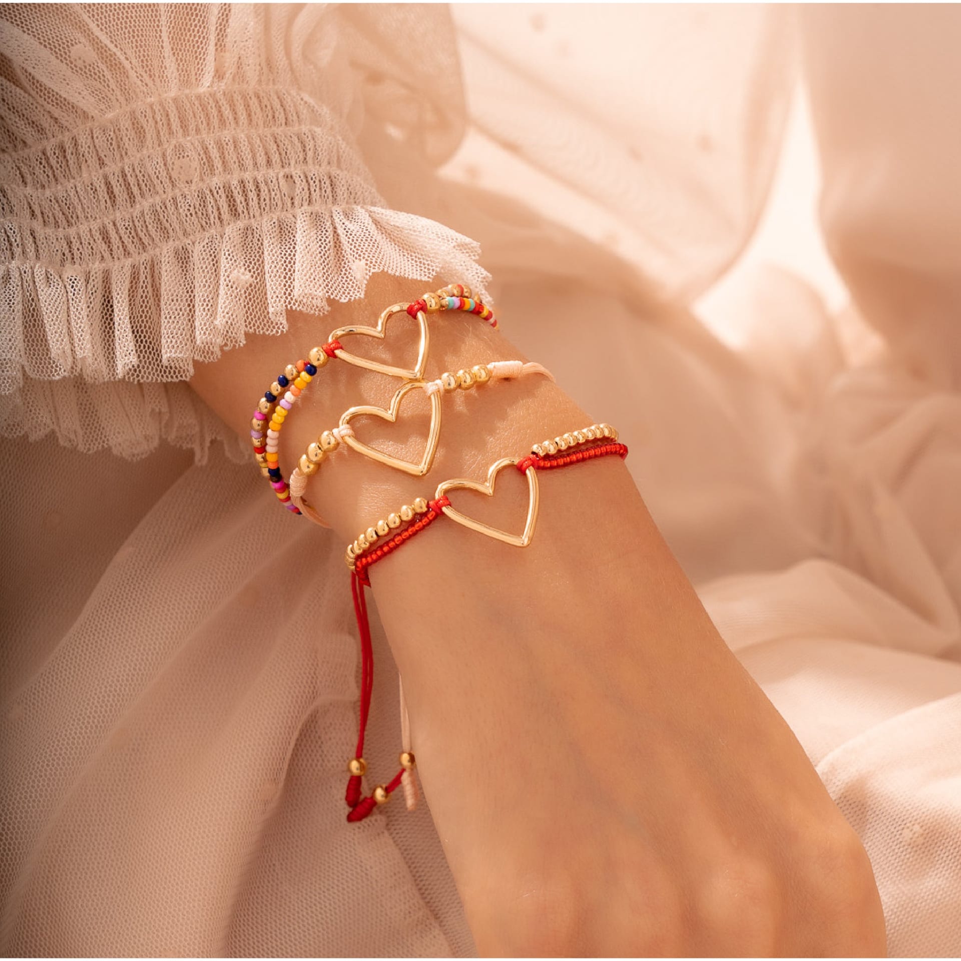 Set Pulseras x3 Heart Colorfull - imagen 1