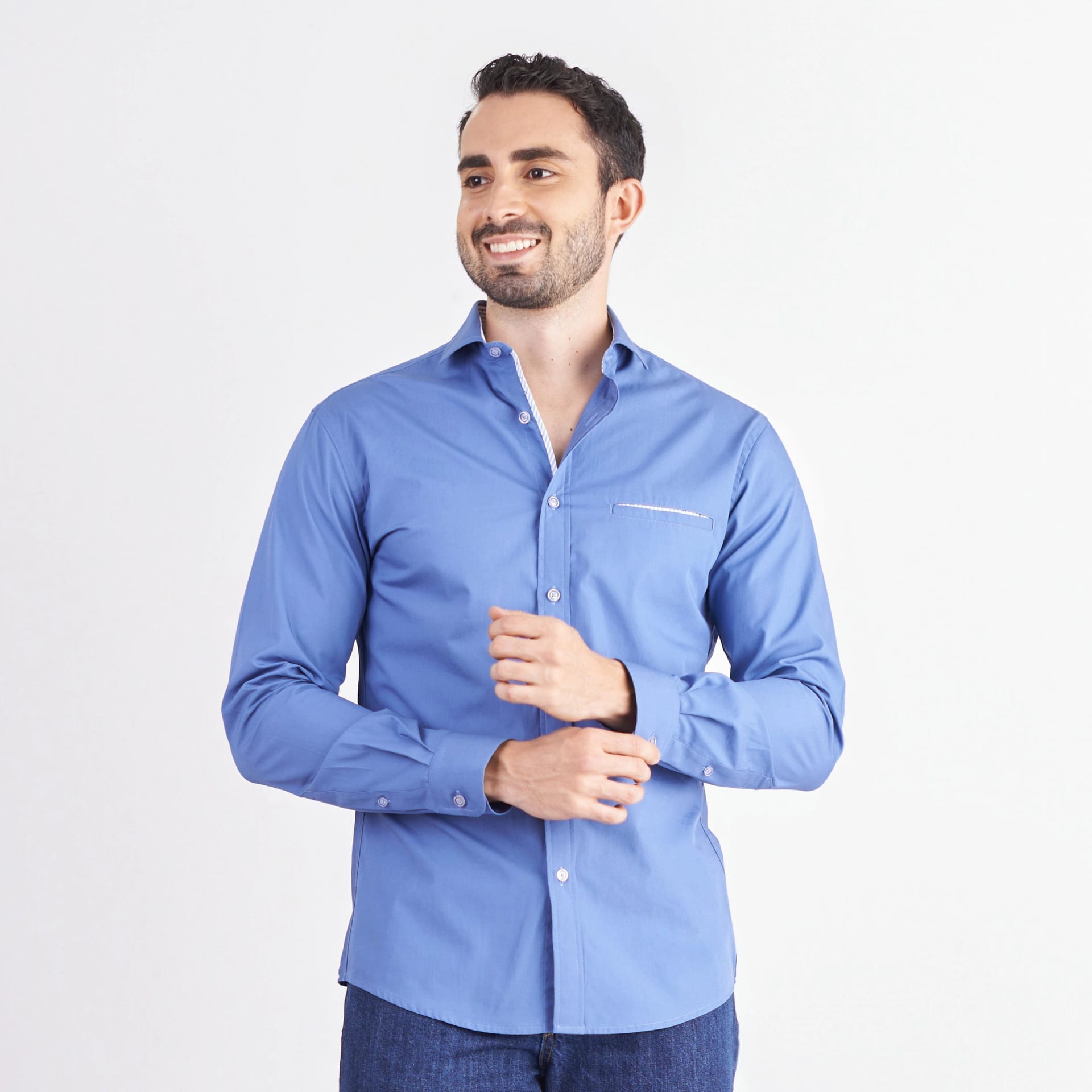 Camisa slim fit color azul - imagen 1