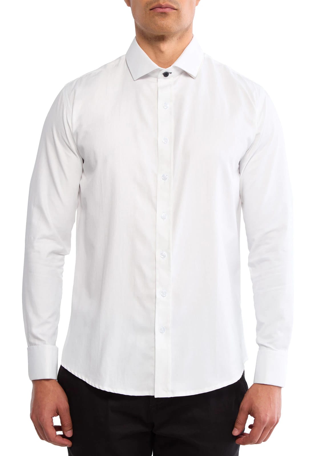 Camisa para mancornas blanca con boton en contraste - imagen 3