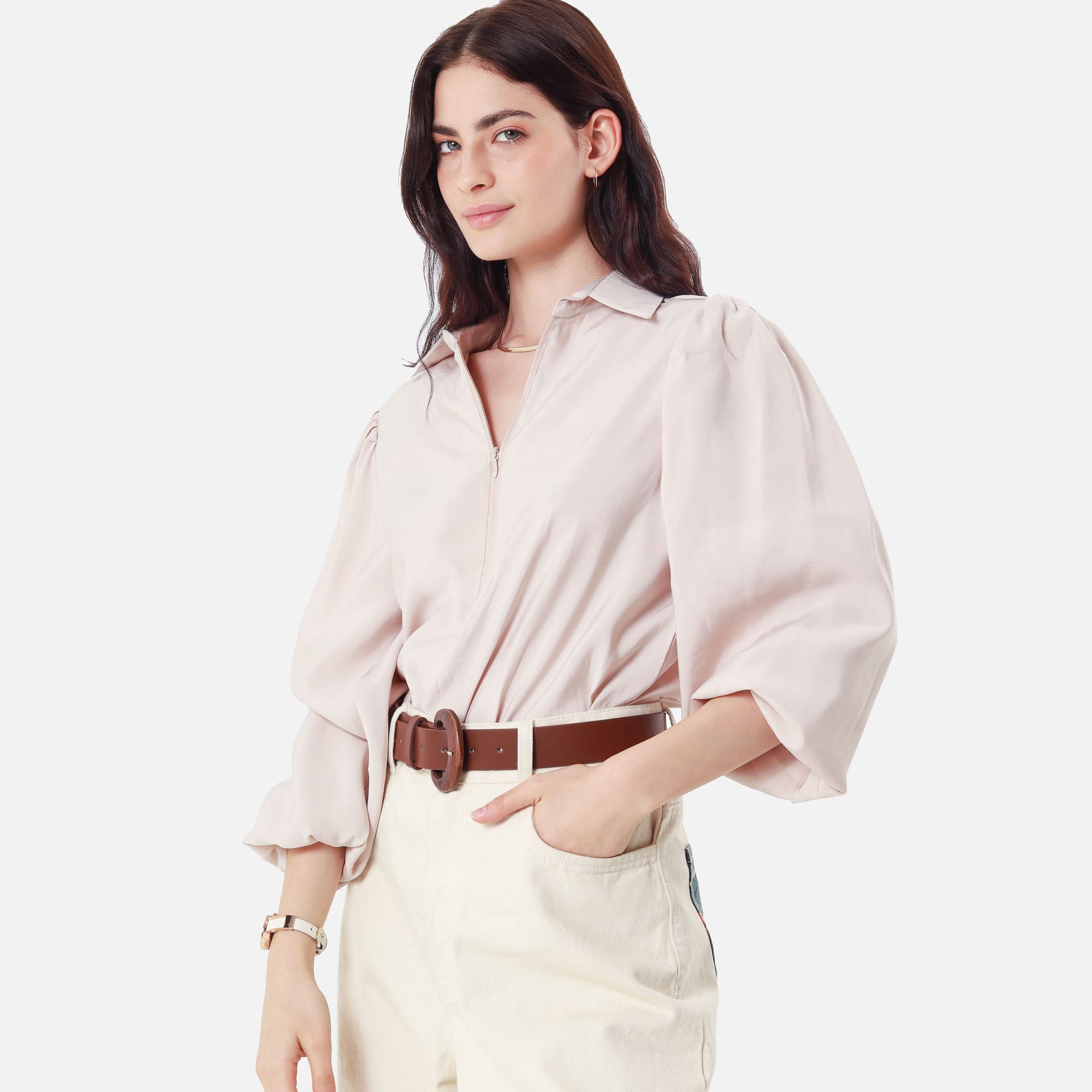 Blusa Cuello Camisero Manga Larga - imagen 5