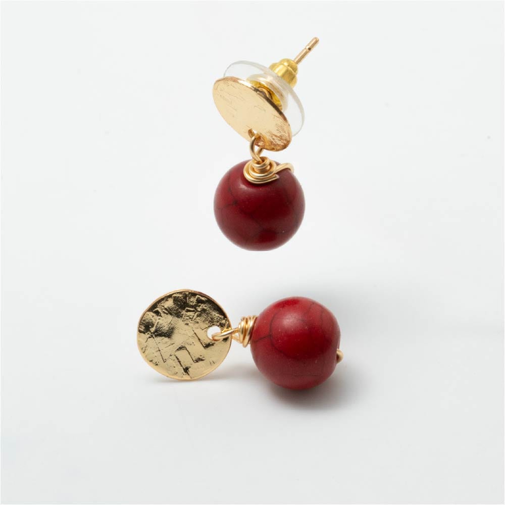 Aretes Topo Rojo Coral - imagen 2