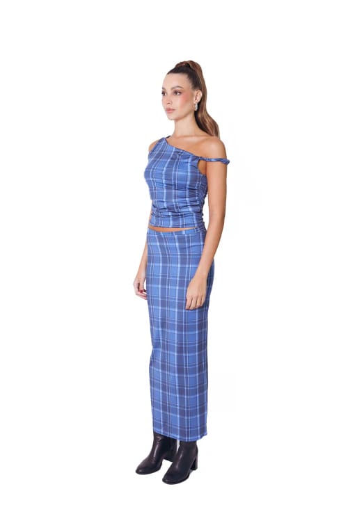 Assymetric Top in Blue Tartan - imagen 5