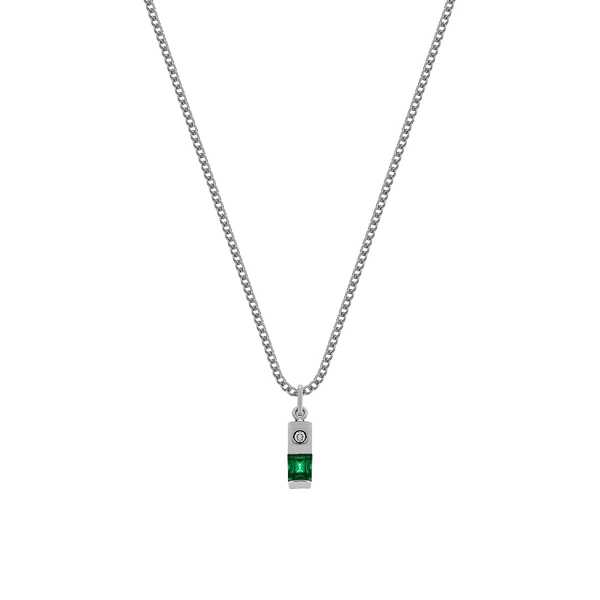 ZIP NECKLACE | CADENA DE PLATA 925 CON DIJE RECTANGULAR Y PIEDRA - imagen 1