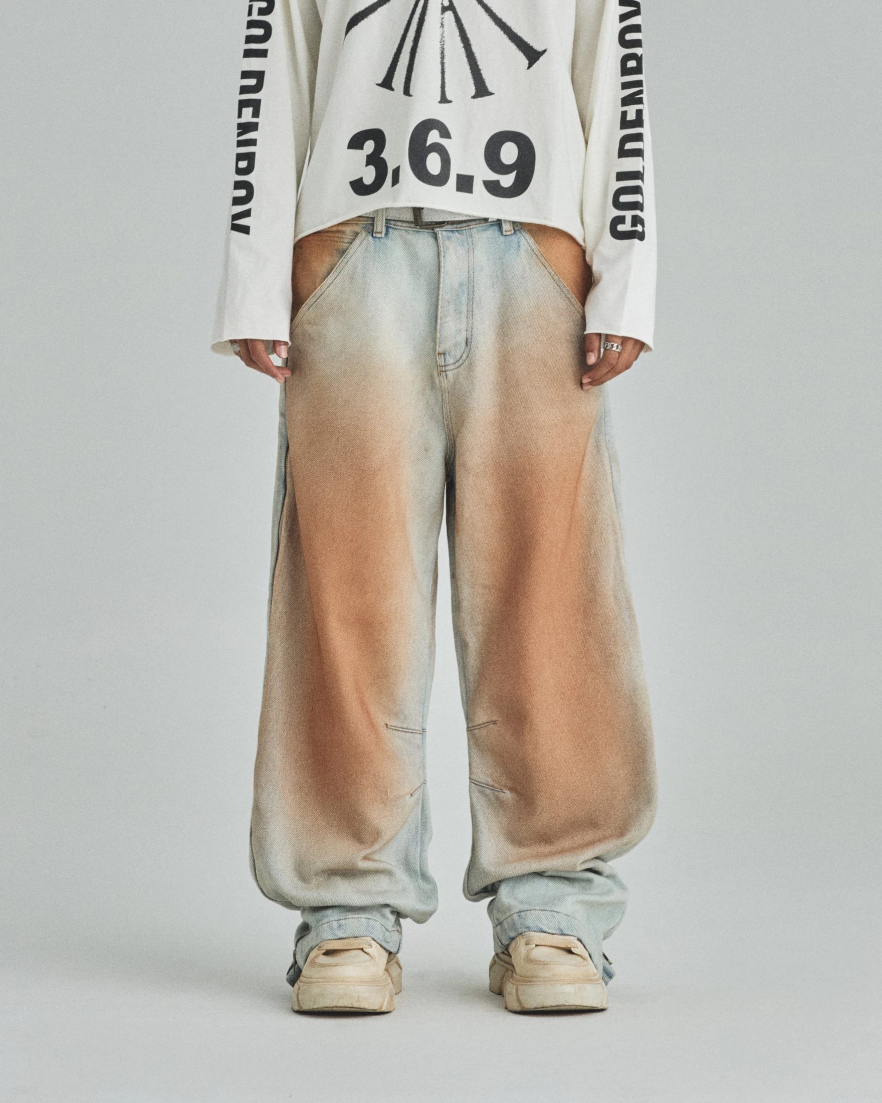 Spring UNDRGLD Zip Up Wide Jeans Brown - imagen 2