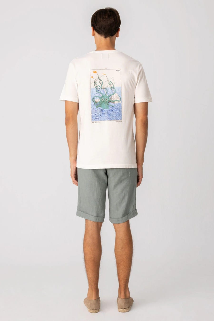 Men's cotton t-shirt white kraken - imagen 2