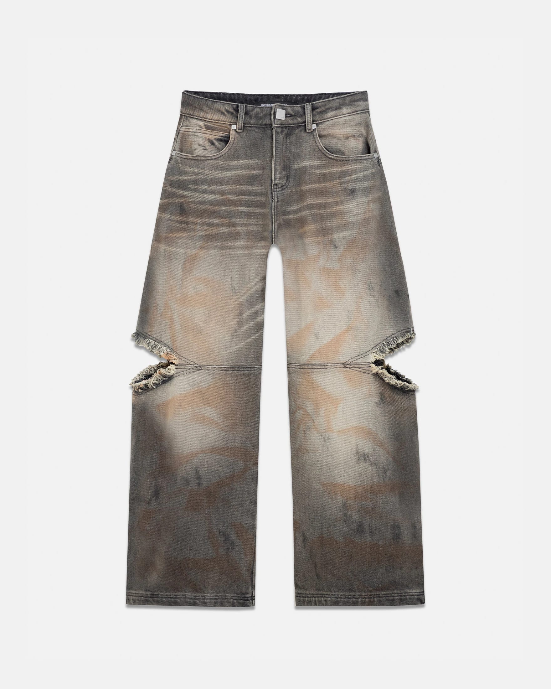 W Holy State UNDGLD Split Knee Wide Jeans Mechanic Gray - imagen 1