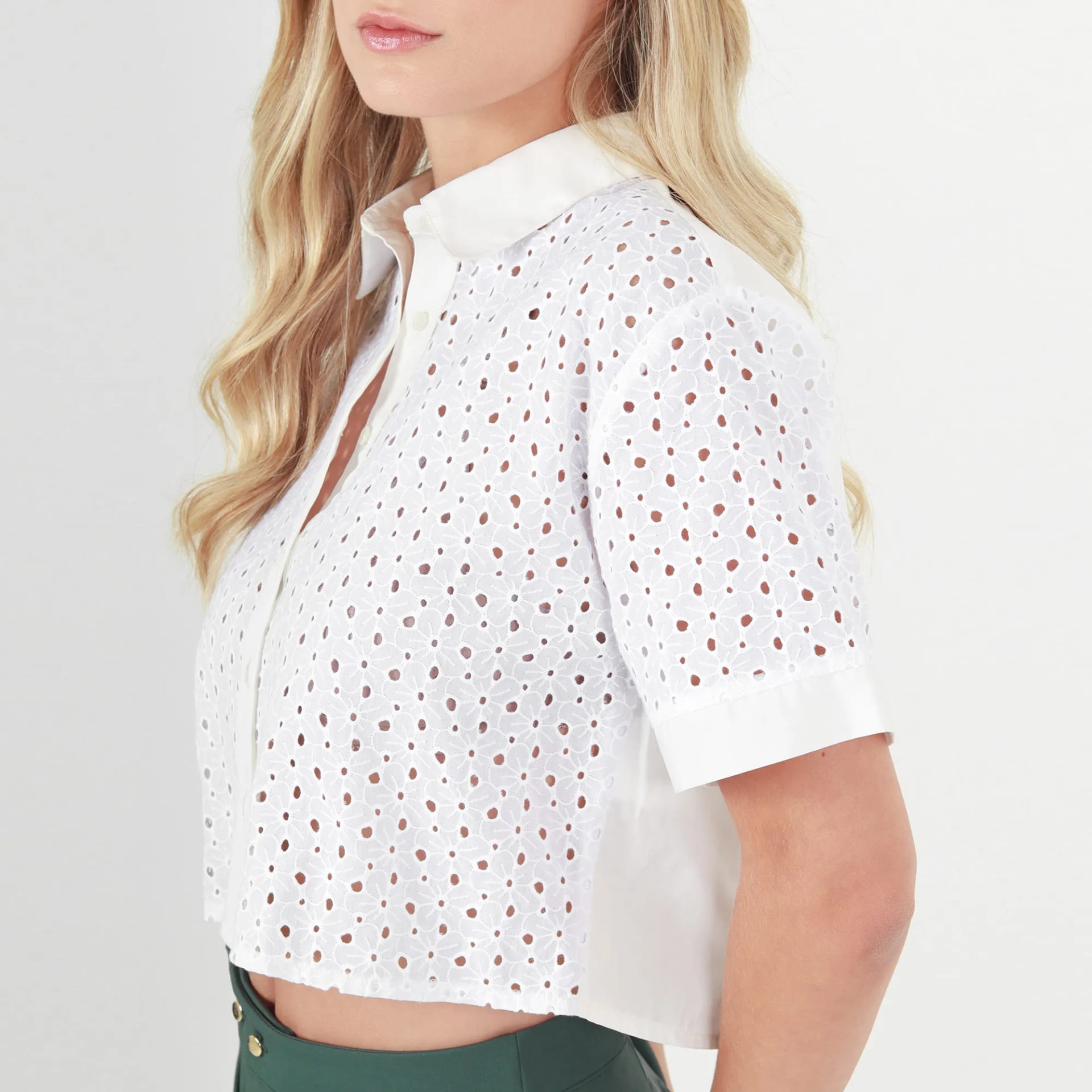 Blusa Cuello Camisero Manga Corta - imagen 3