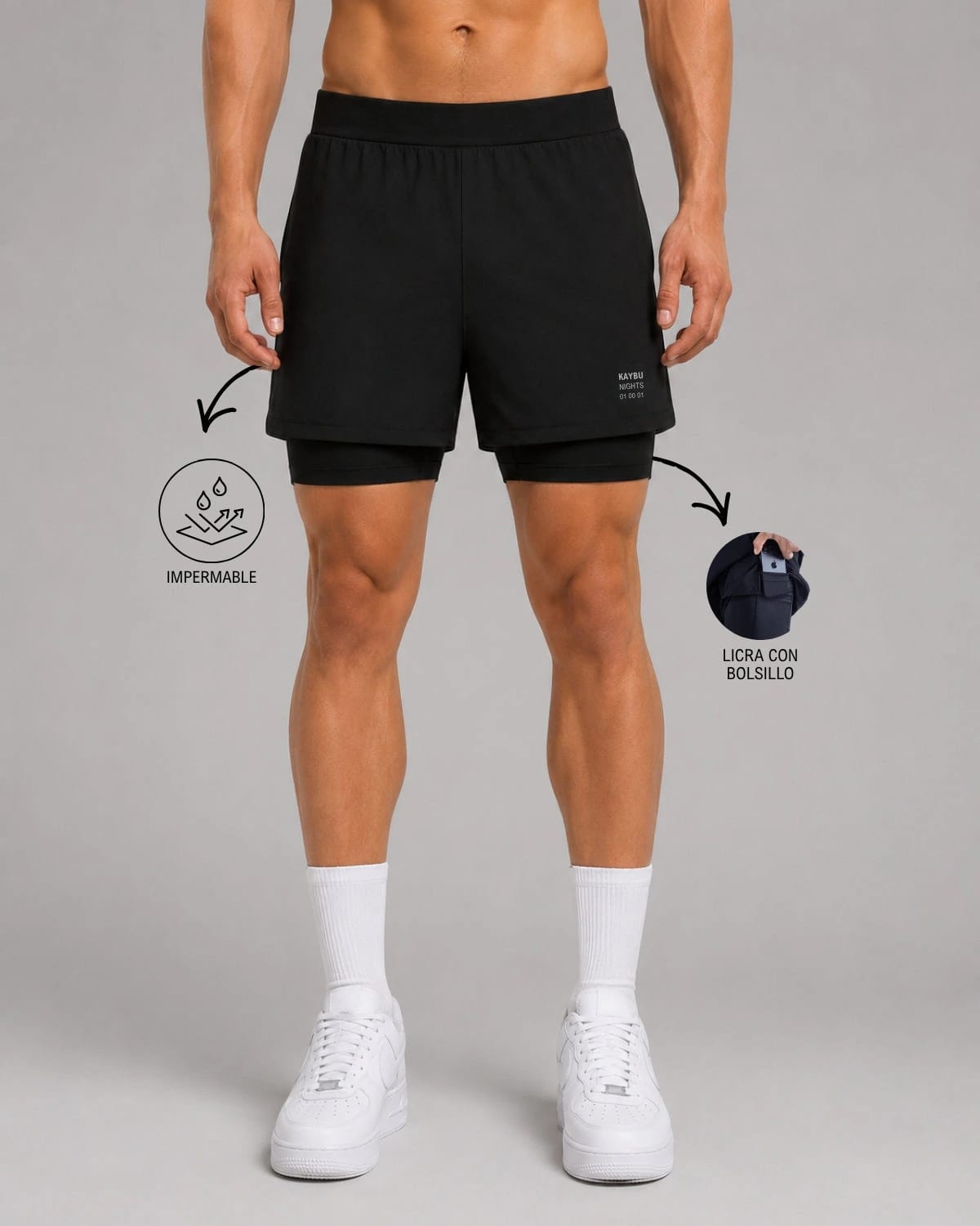 Pantaloneta Con Licra Y Bolsillo Kaybu Nights┃KBMEN RF.424 - imagen 1