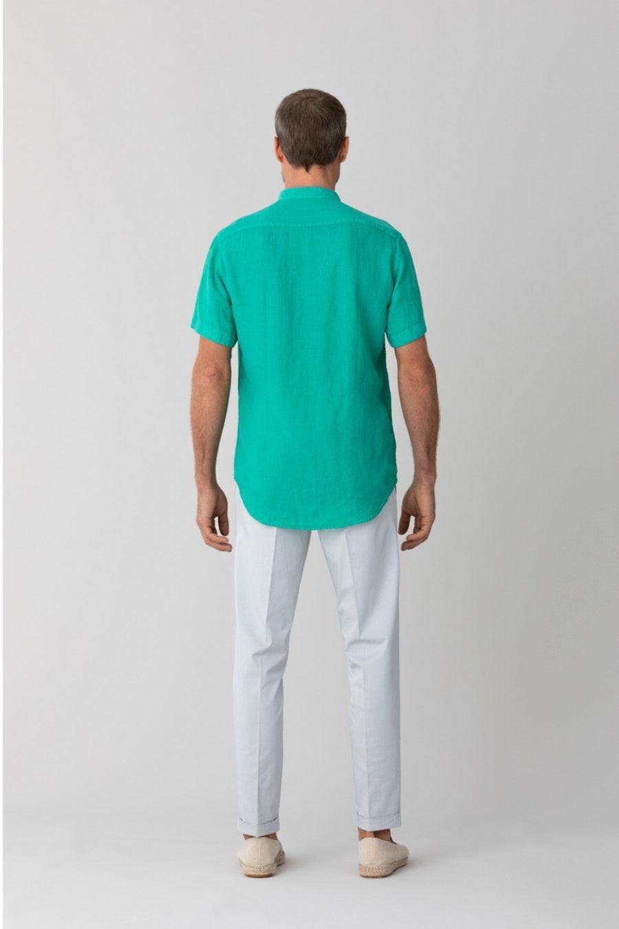 men’s linen shirt mao green basic - imagen 10