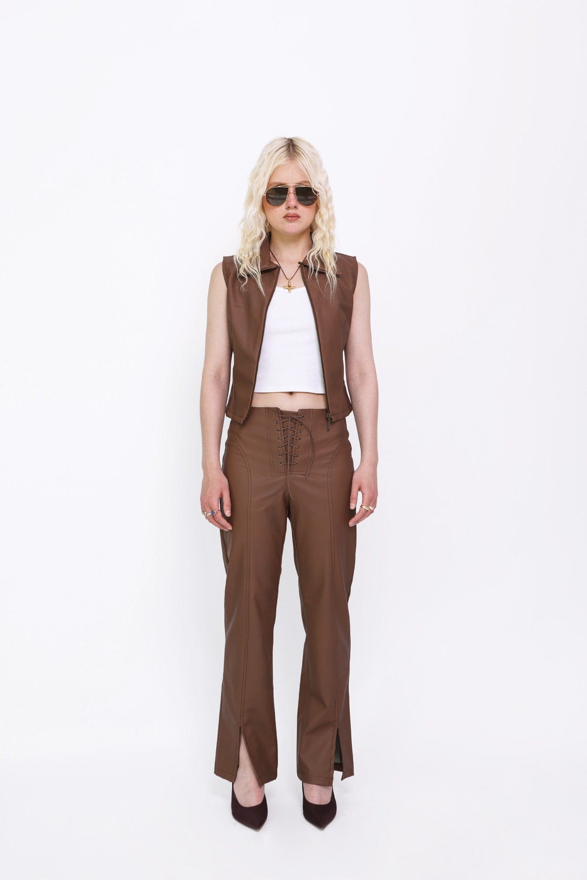 Zip Top in Brown Leather - imagen 2
