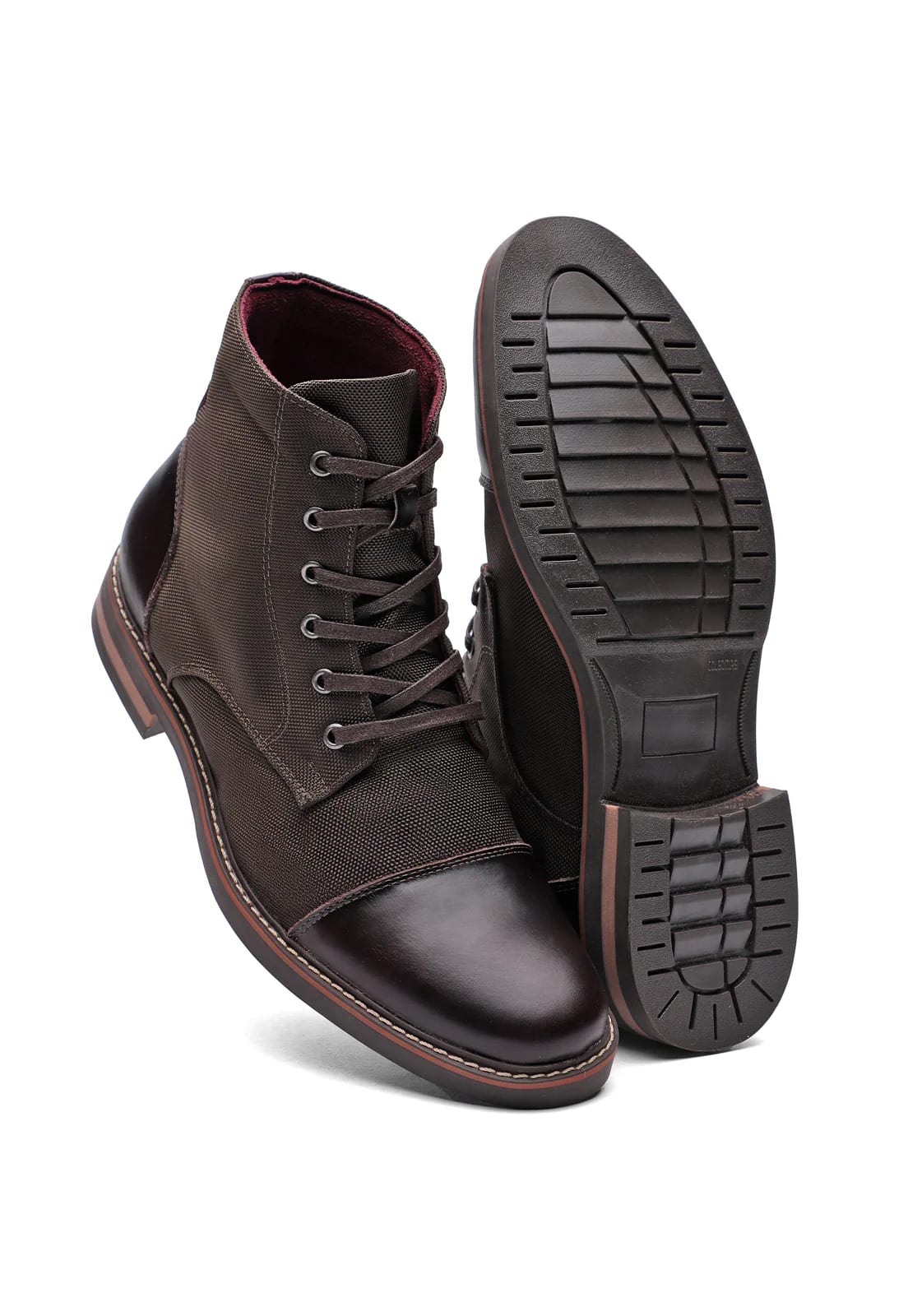 Botas cafes en lona y cuero - imagen 5