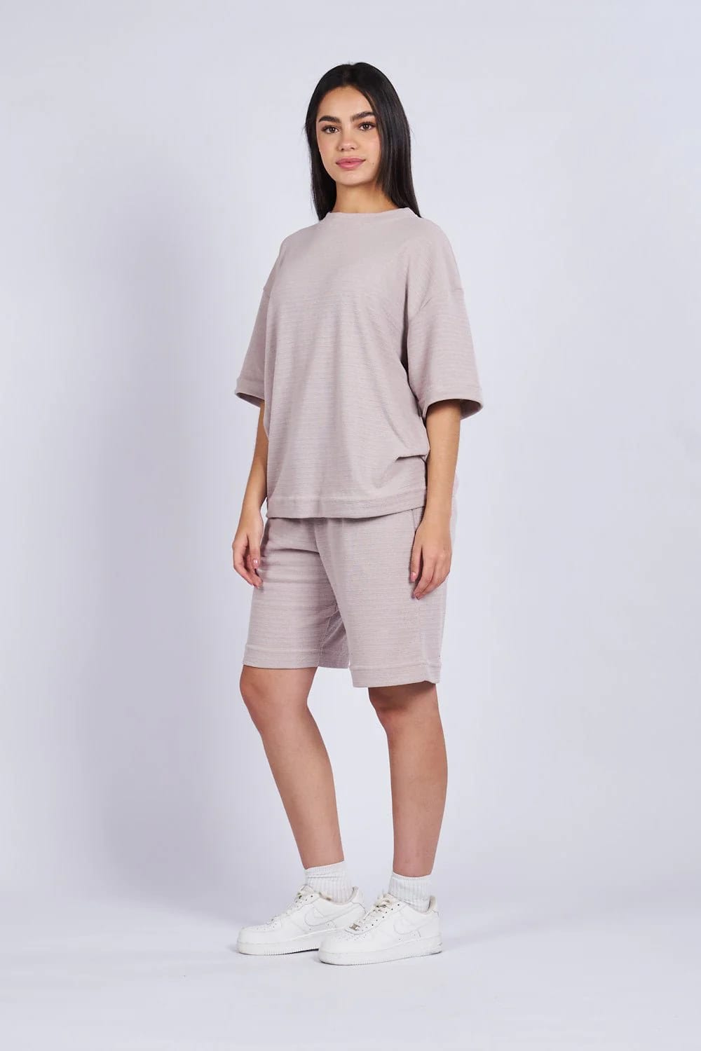 Camiseta oversize textura horizontal Caqui - imagen 4