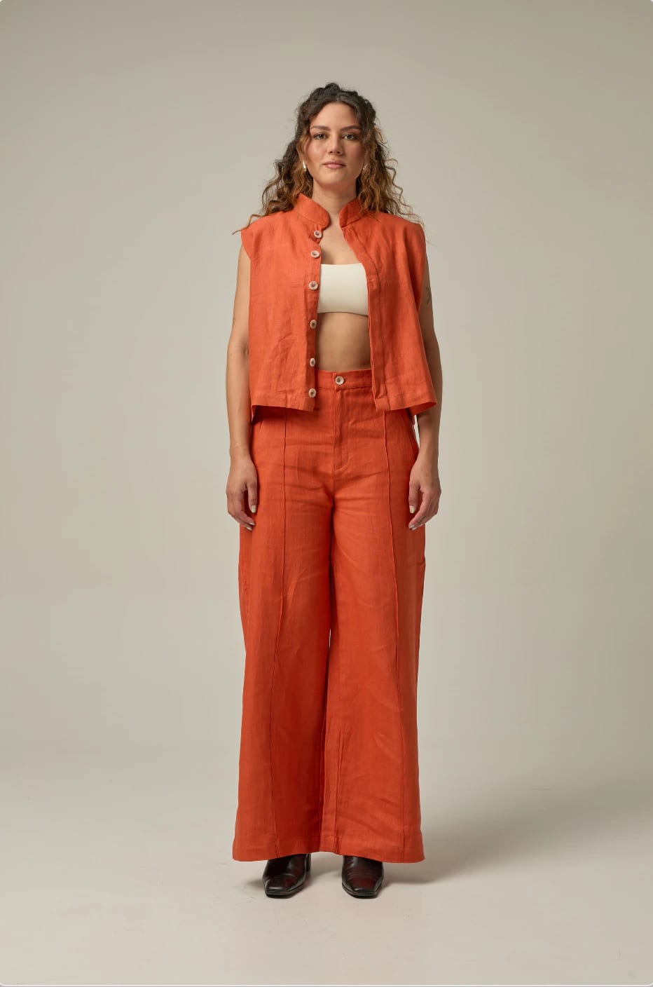 Chaleco Muse de lino | naranja - imagen 5