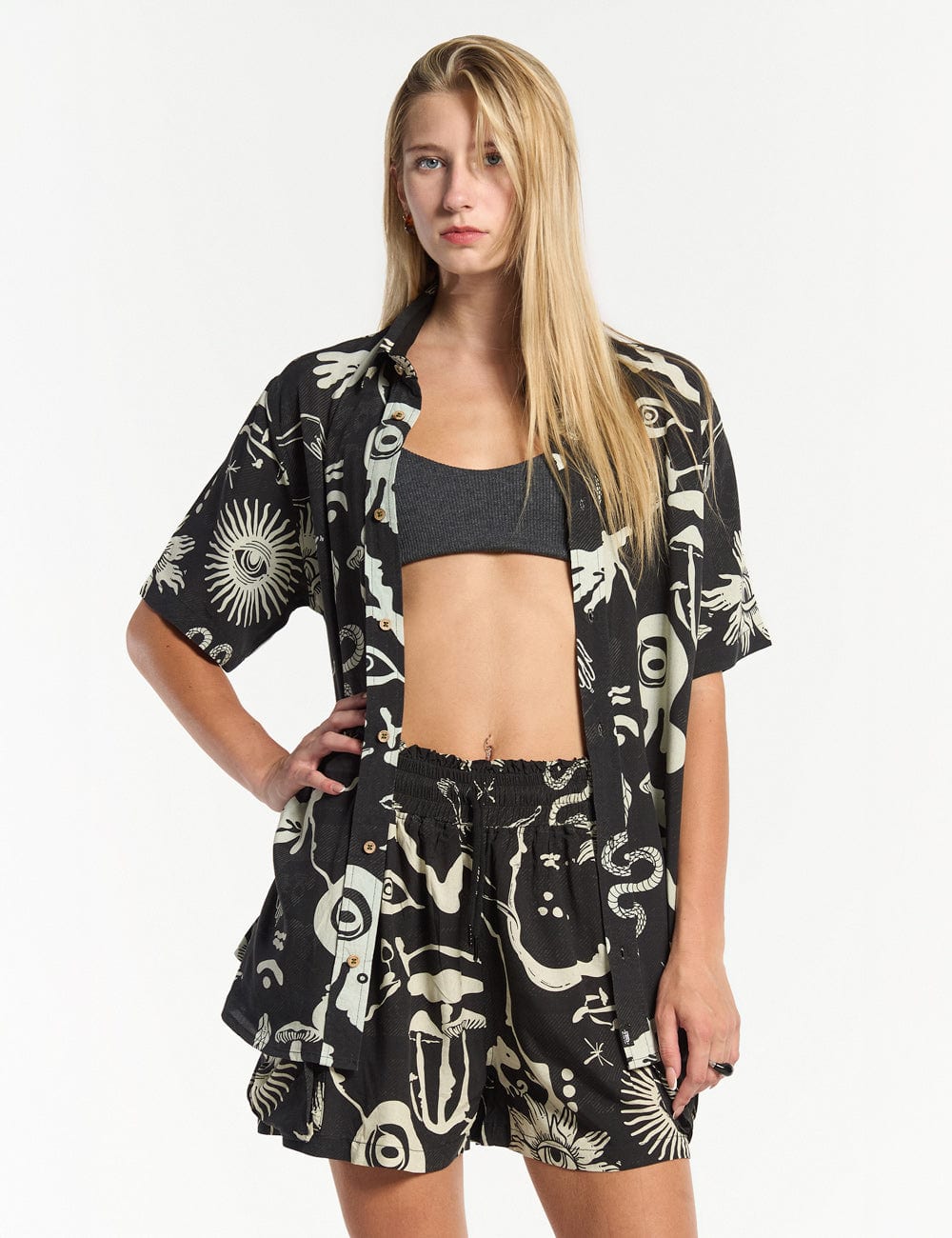 Camisa Regular Fit Chacras  negro + crudo mujer - imagen 5