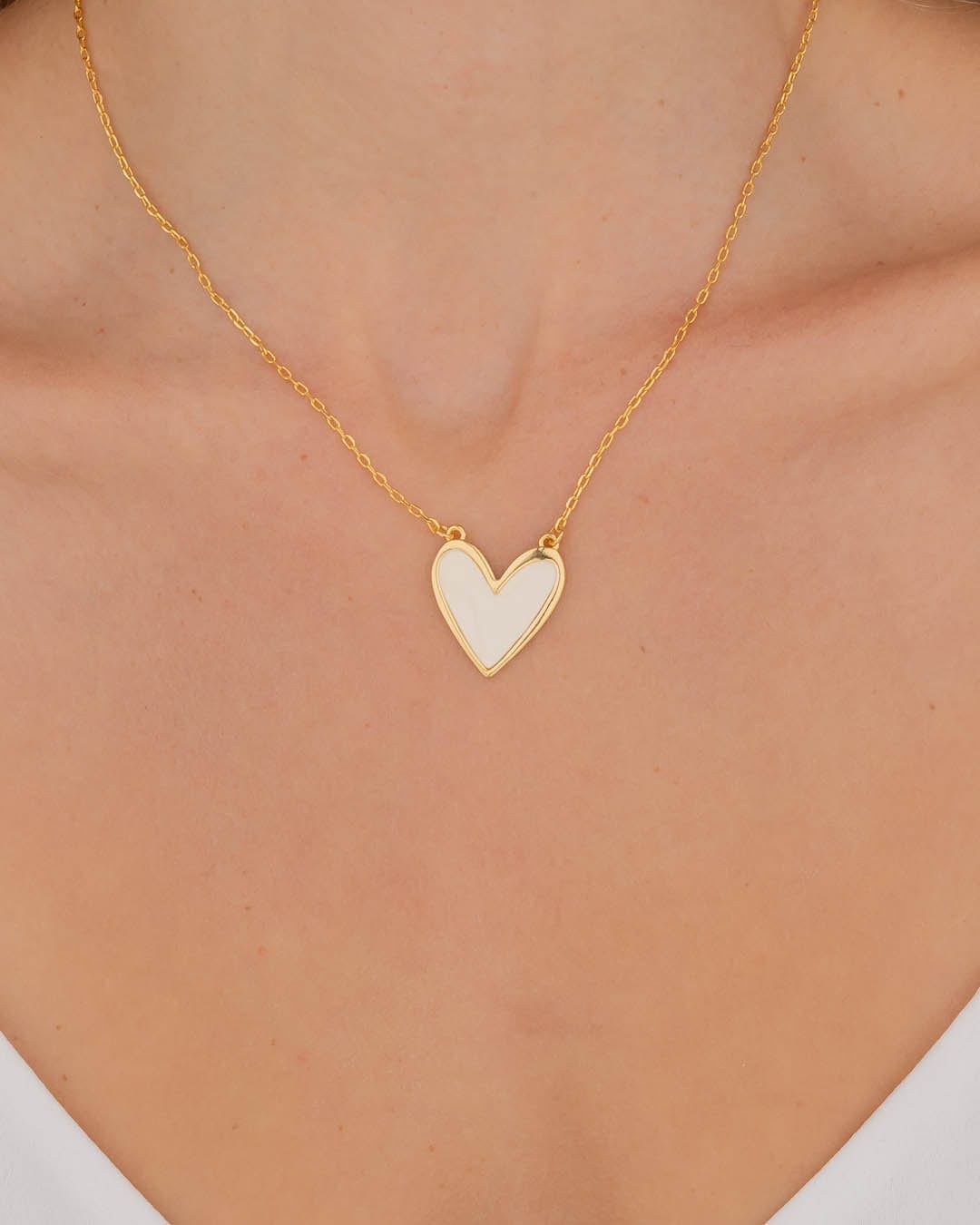 Collar Corazón Blanco Hueso - imagen 1