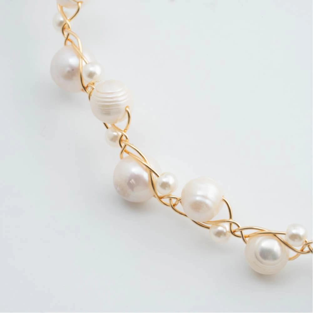 Collar Gargantilla Neria con Perla Dorado Para Mujer - imagen 3