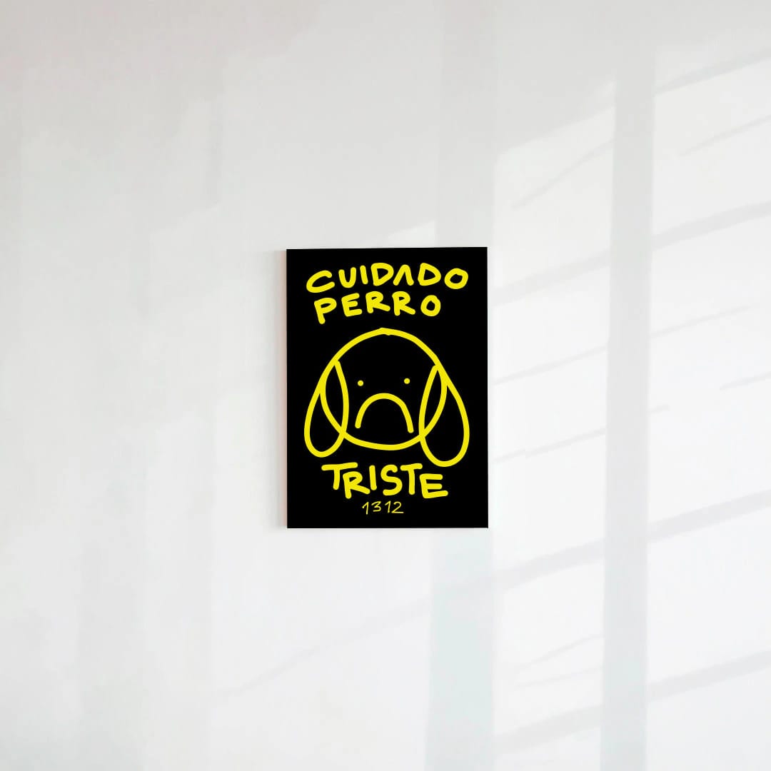 Postal Cuidado perro triste negro (Papel 220g) - imagen 1