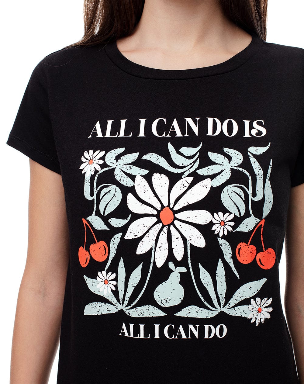 Camiseta regular algodón negra estampada mujer - imagen 4