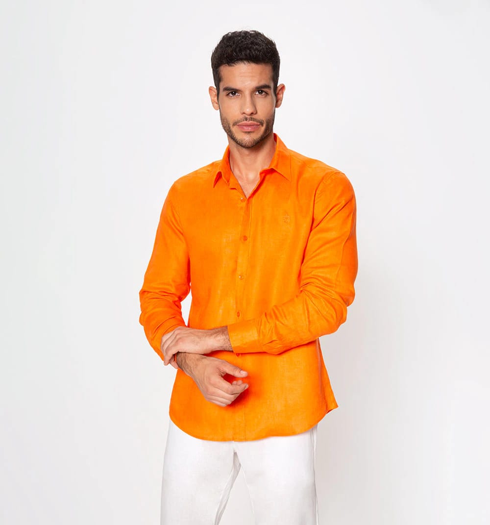 Camisa en lino manga larga regular fit - imagen 12