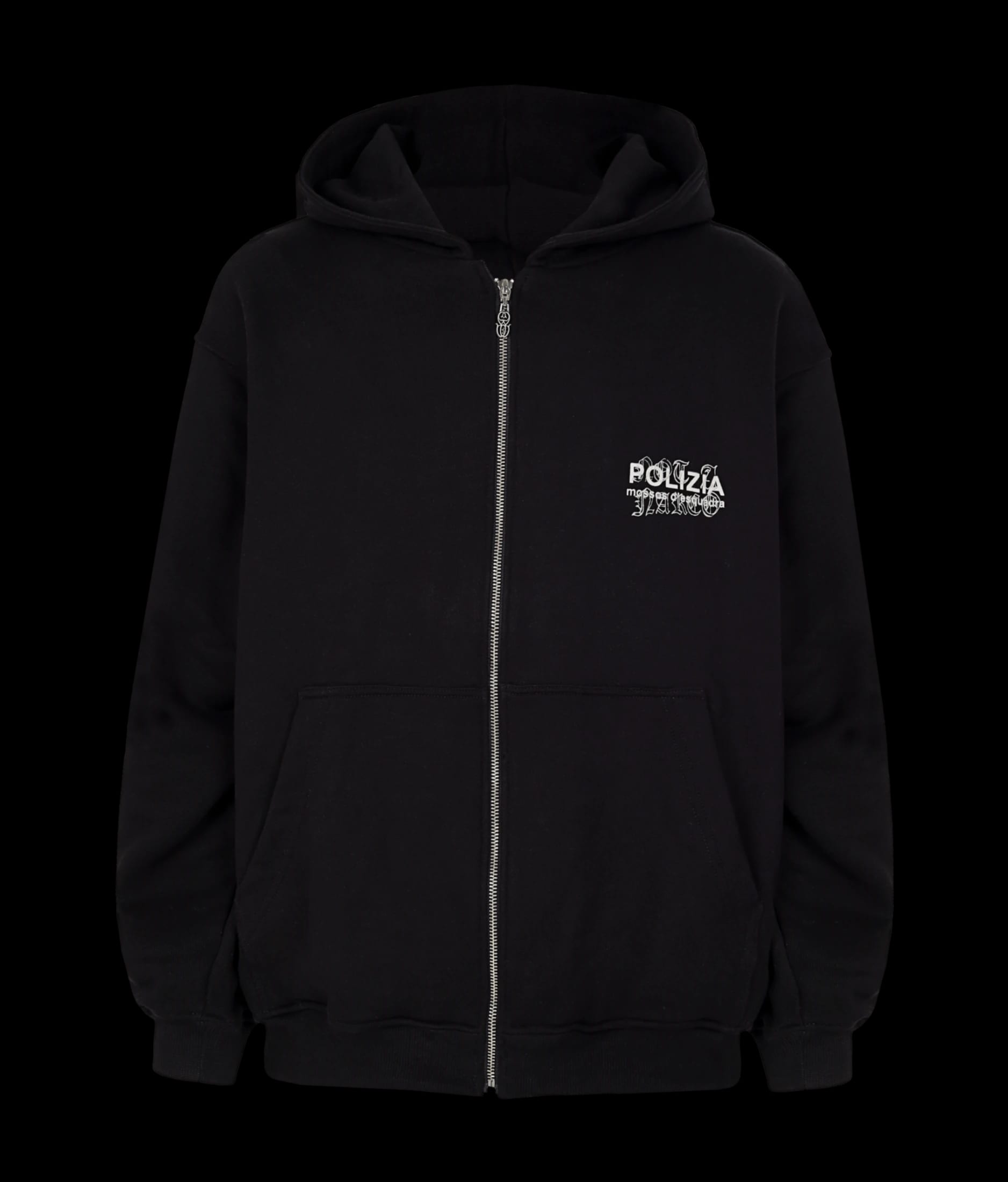 POLIZIA BLACK ZIPPER HOODIE - imagen 3