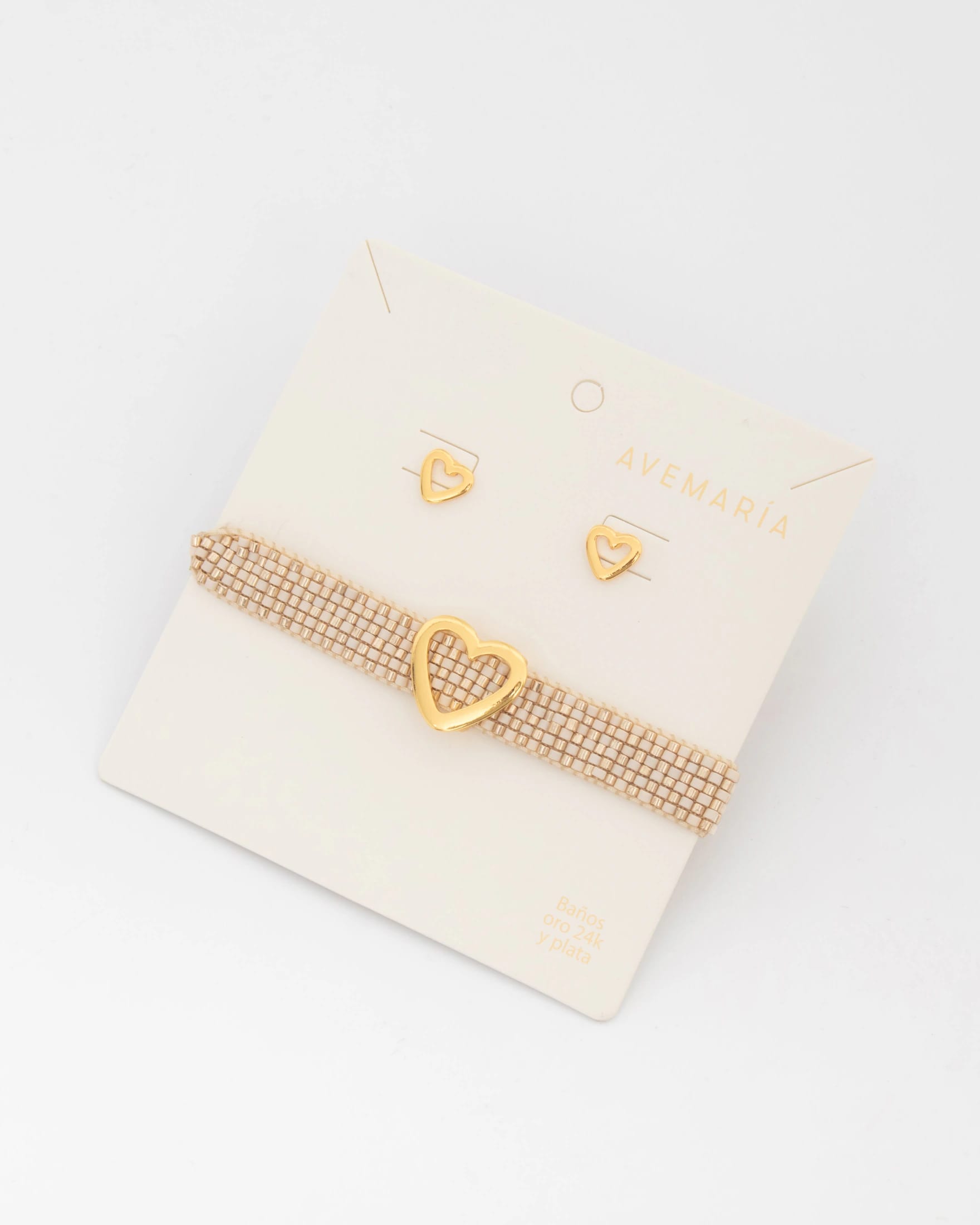 Pulsera Tejida Corazón + Aretes - imagen 4