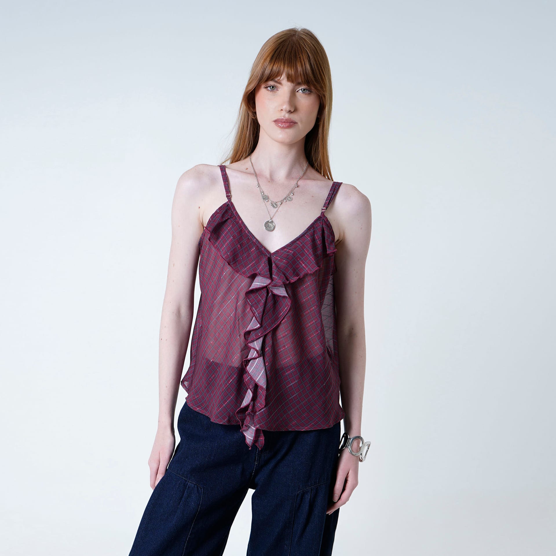 Blusa Cuello V Manga Tiras - imagen 3