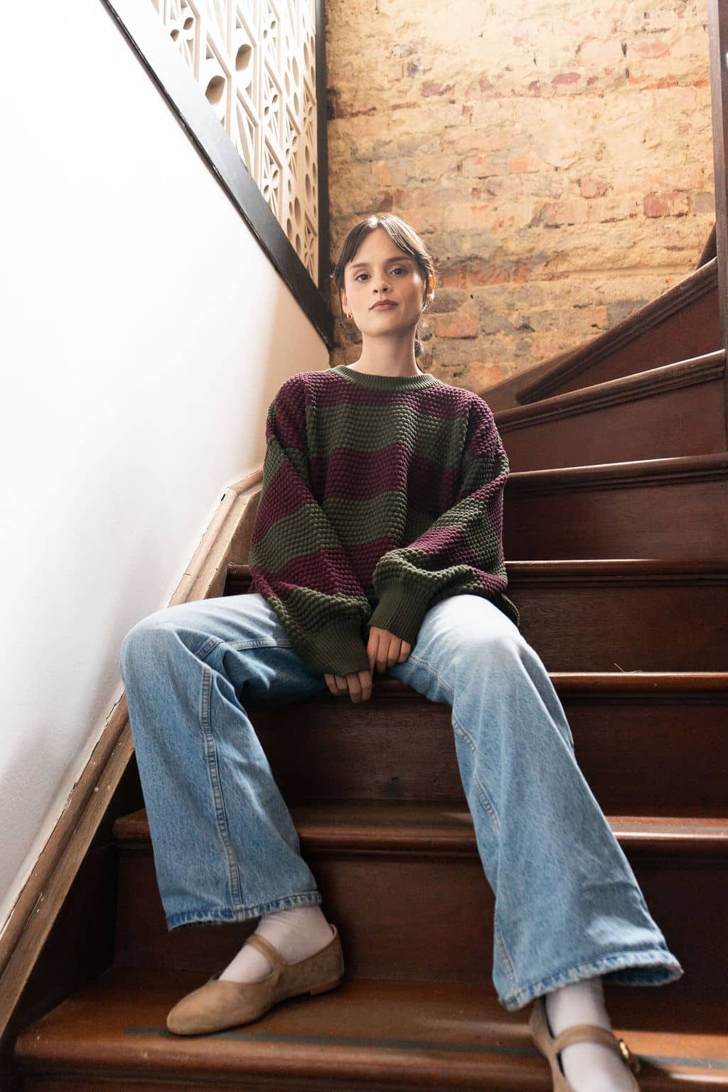 sweater bolitas vino y verde - imagen 6