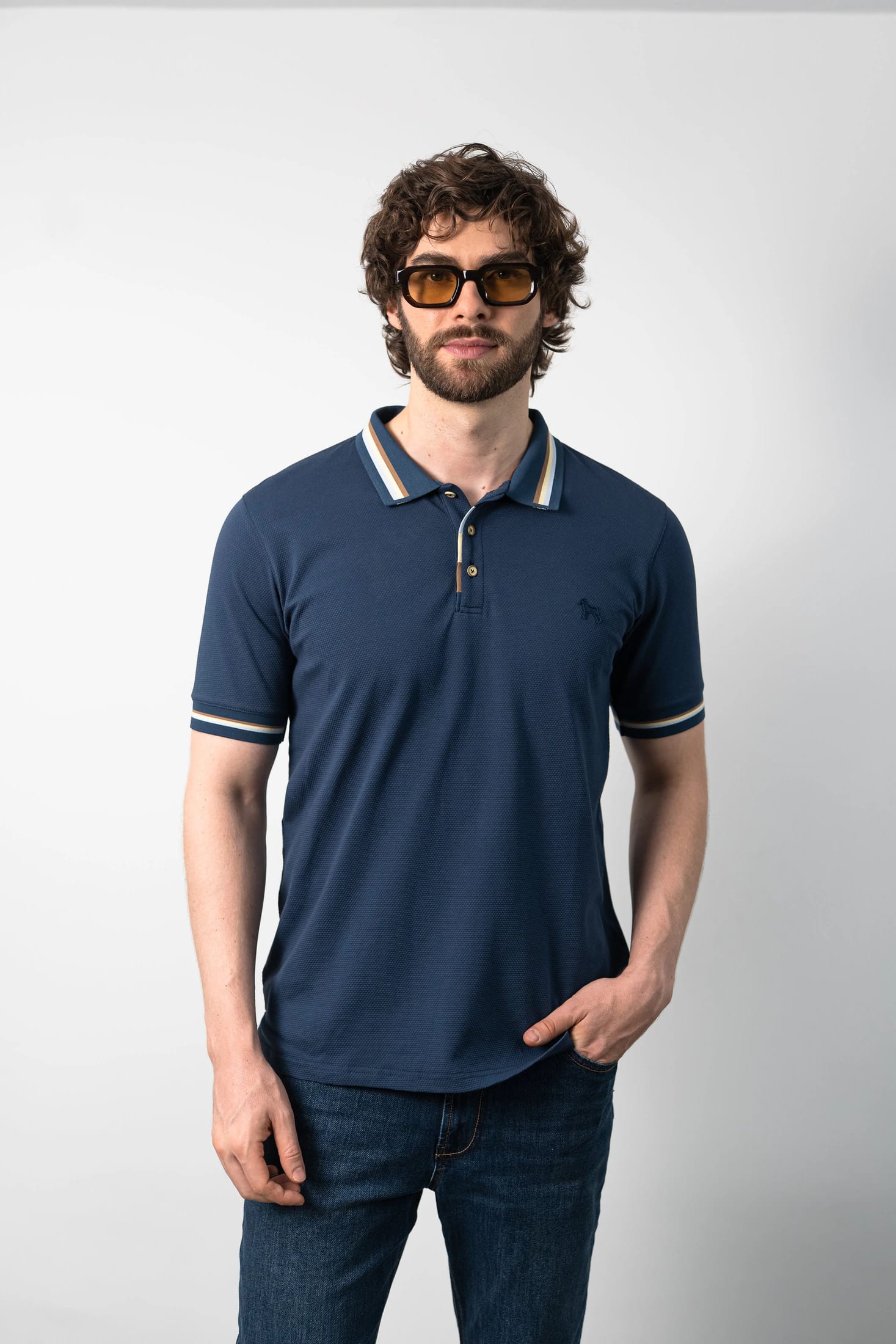 Polo Fashion Azul/Barbaki - imagen 2
