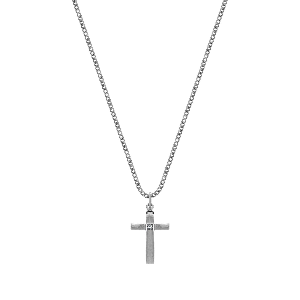 AXIS CROSS NECKLACE | CADENA CON DIJE EN FORMA DE CRUZ EN PLATA LEY 925 Y PIEDRA - imagen 2