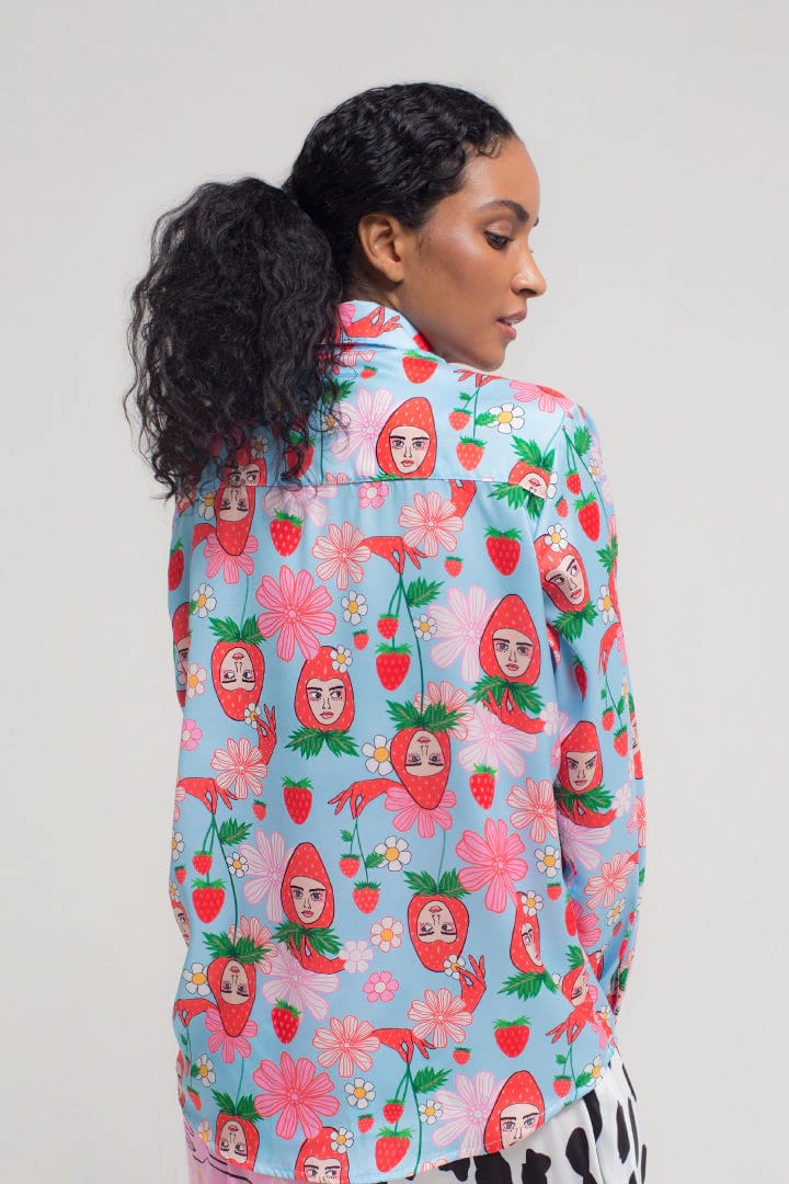 Camisa Manga Larga Unisex / Estampado Fresas con Crema - imagen 3