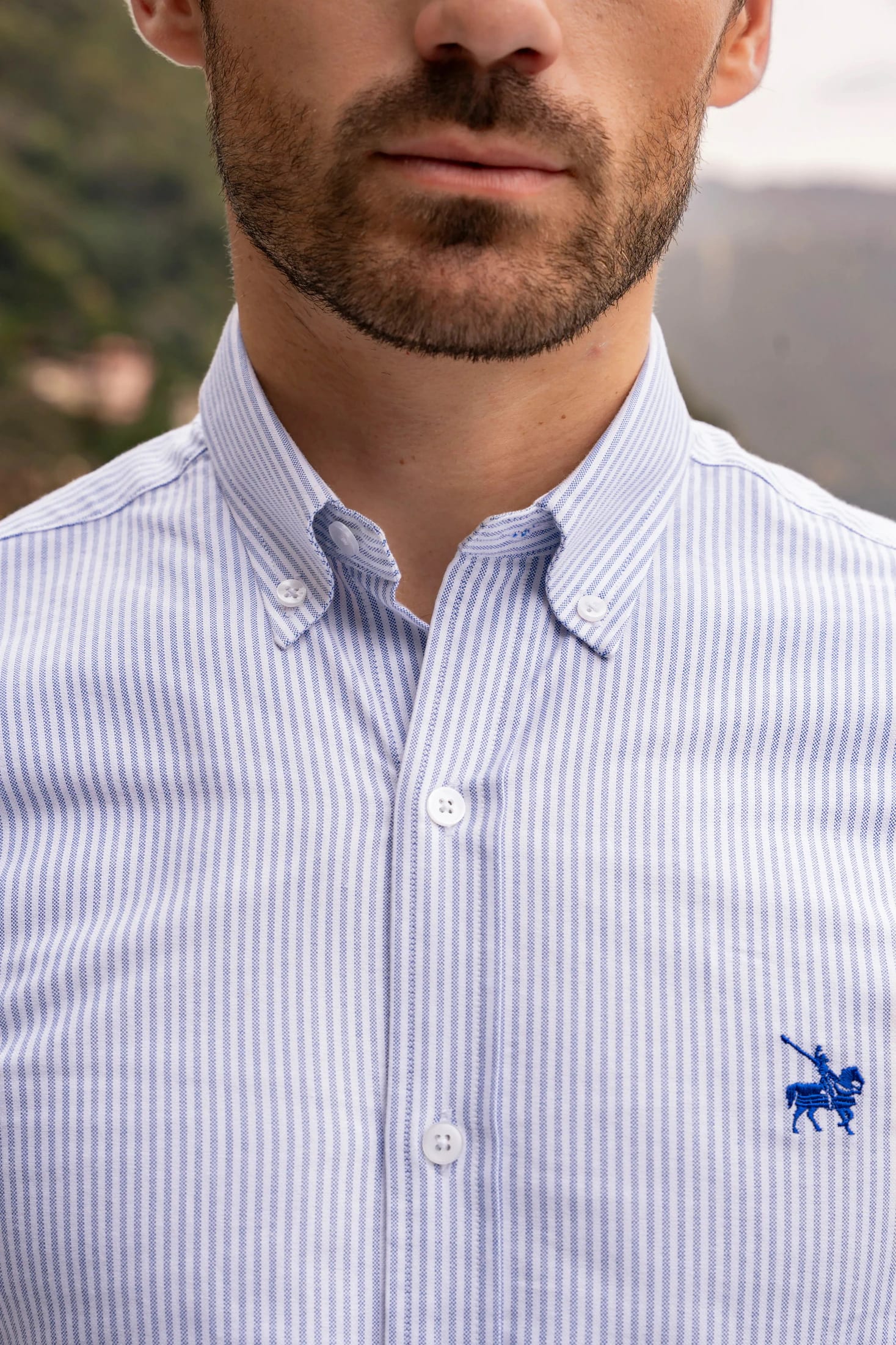 Camisa Oxford Rayas Torino Hombre Azul Claro - imagen 4
