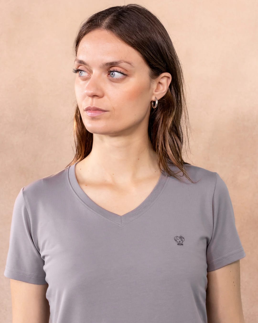 Camiseta Antimanchas  Cuello V Gris Claro - Talla Regular - imagen 2