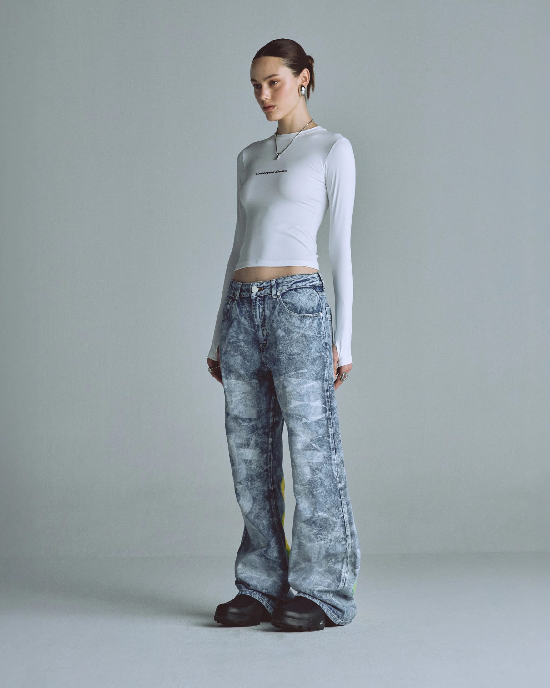 W Basics Undergold Studio Ultra Slim Long Sleeve Tee White - imagen 5