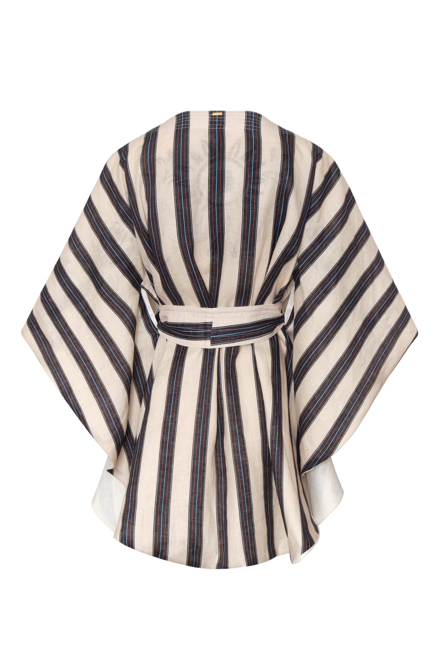 Cavalo Embroidered Linen Poncho / Ivory and Navy - imagen 3