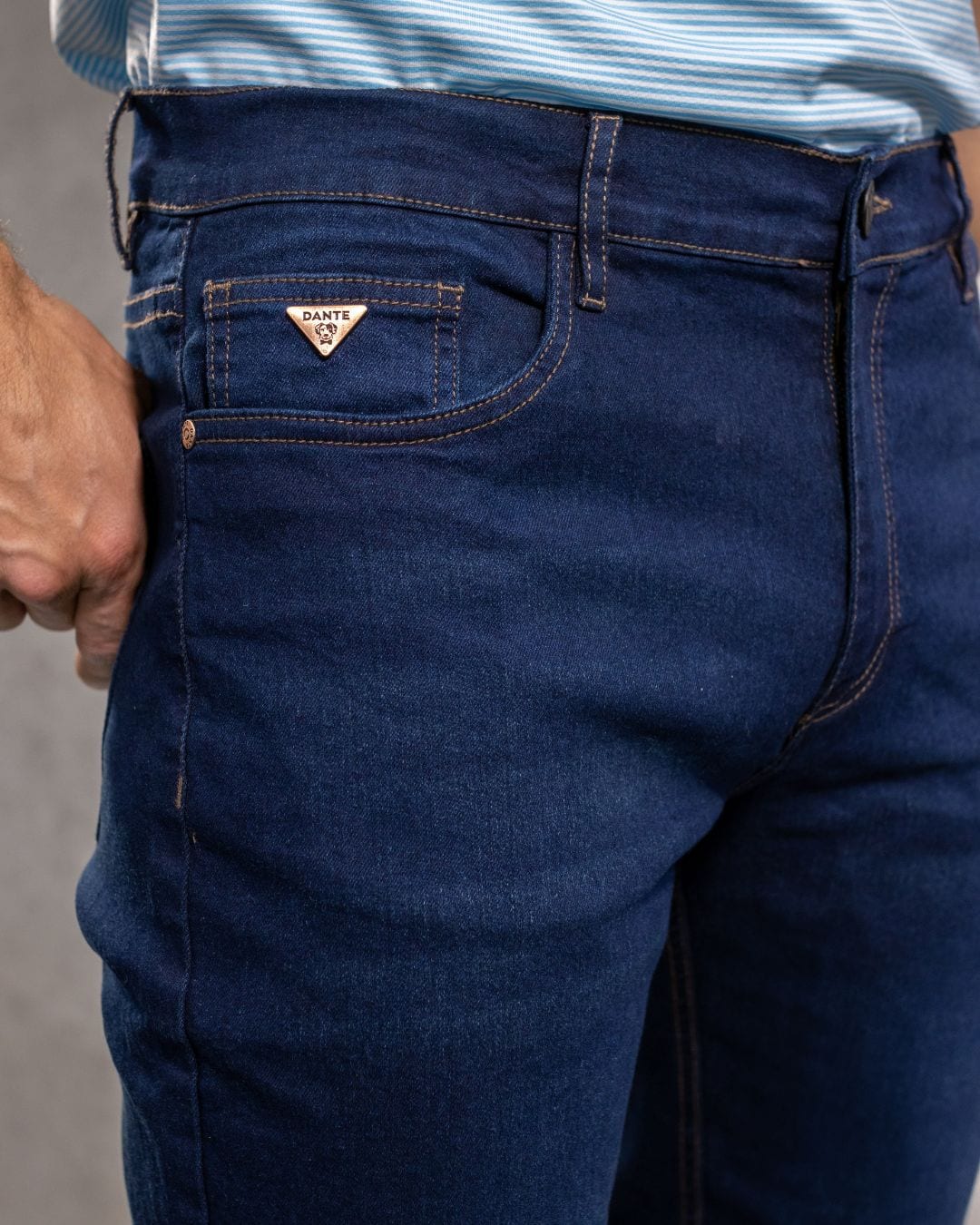 Jean Elastico Azul Oscuro Clasico Vintage - imagen 2