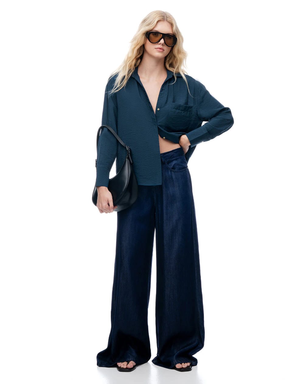 Camisa regular manga larga azul mujer - imagen 5