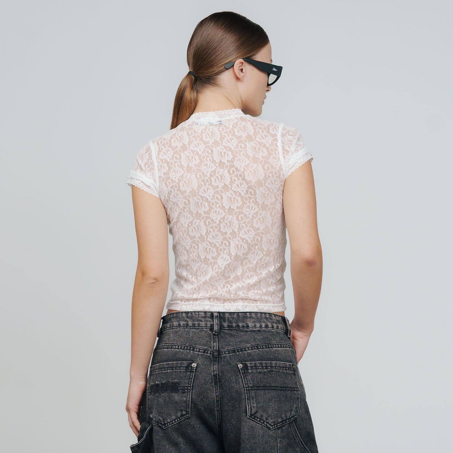 Floral Lace Baby Tee - Cream - imagen 3